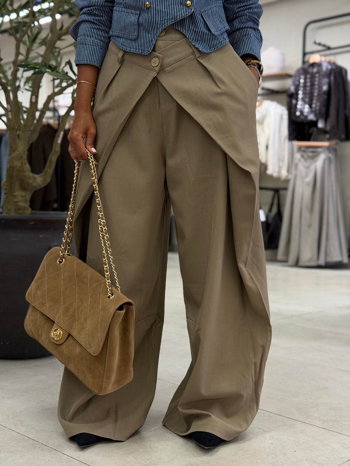 Criss cross Trousers - Beige