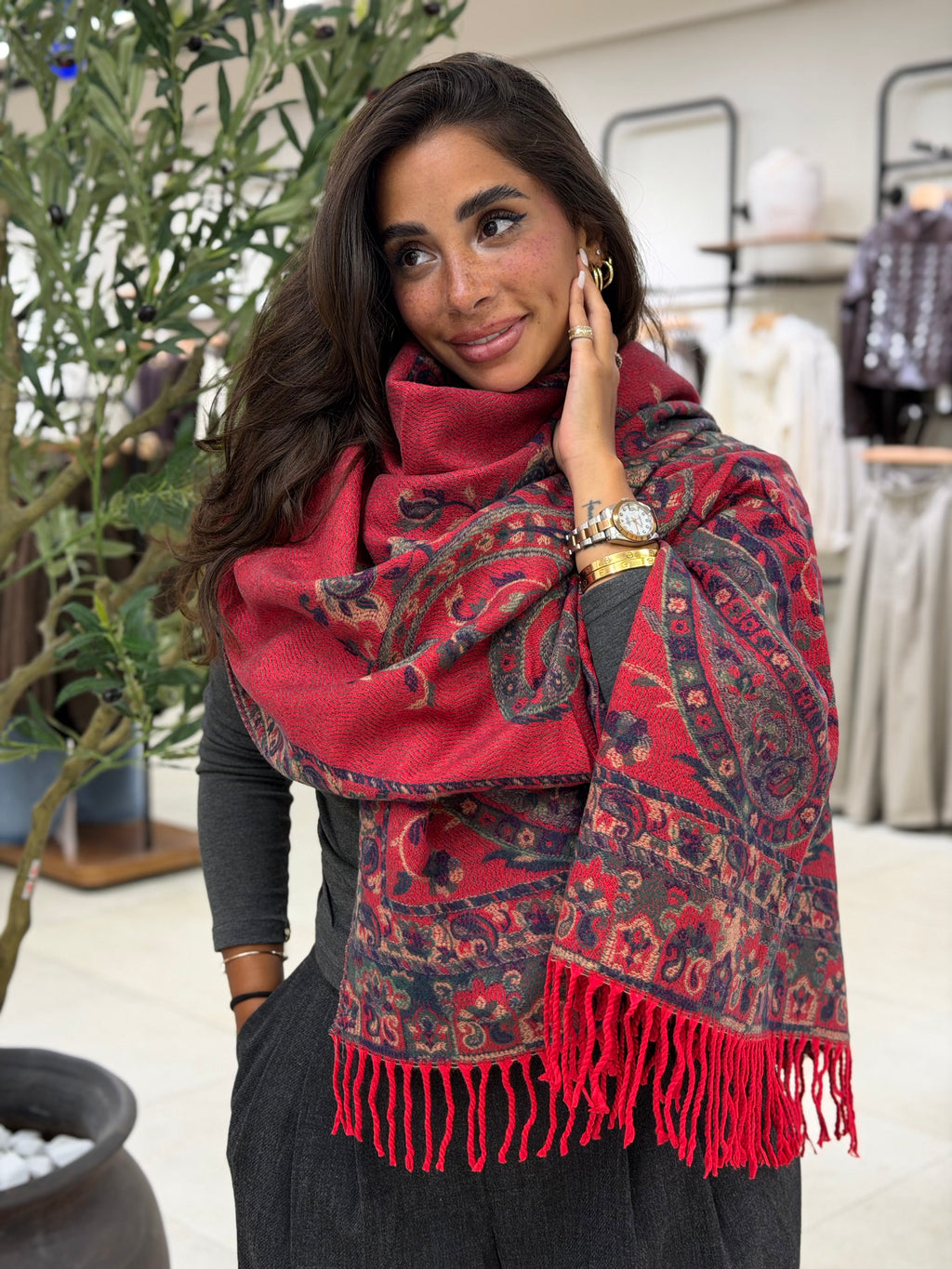 Paisley Shawl - Red
