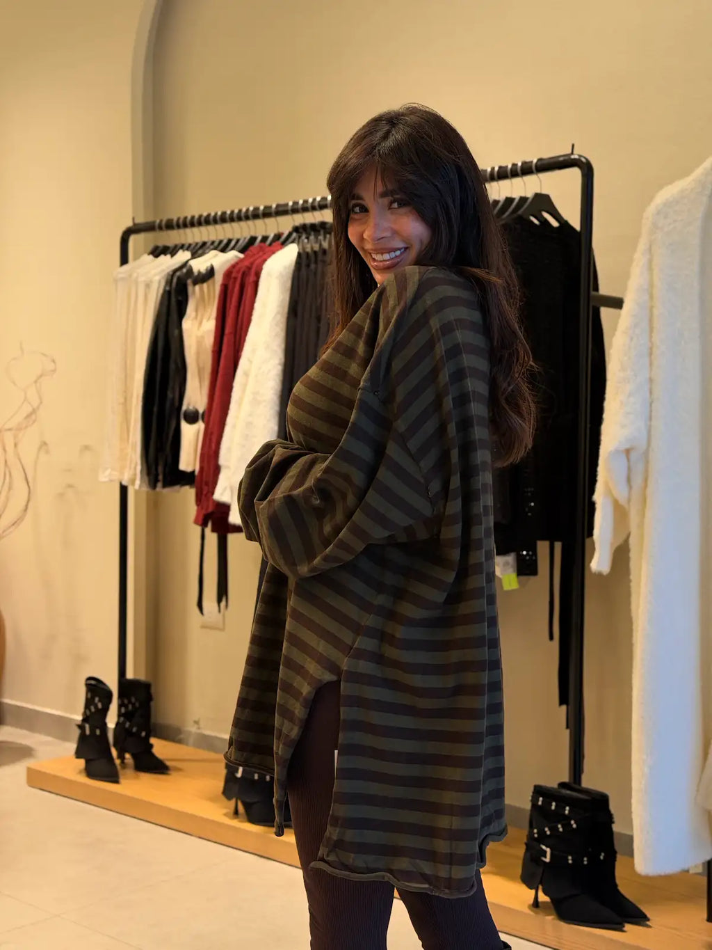 Long Striped Shirt - olive