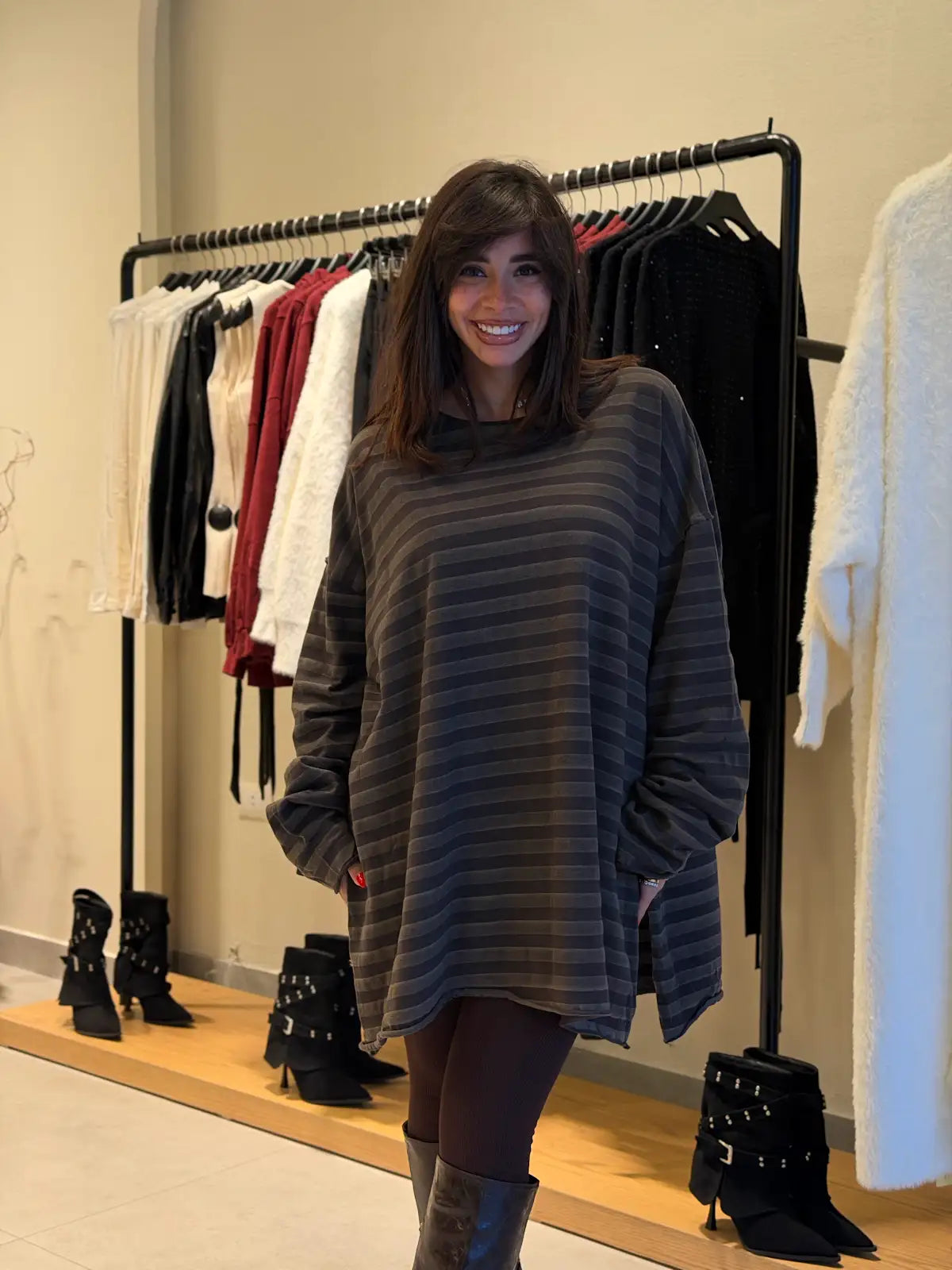 Long Striped Shirt - Black