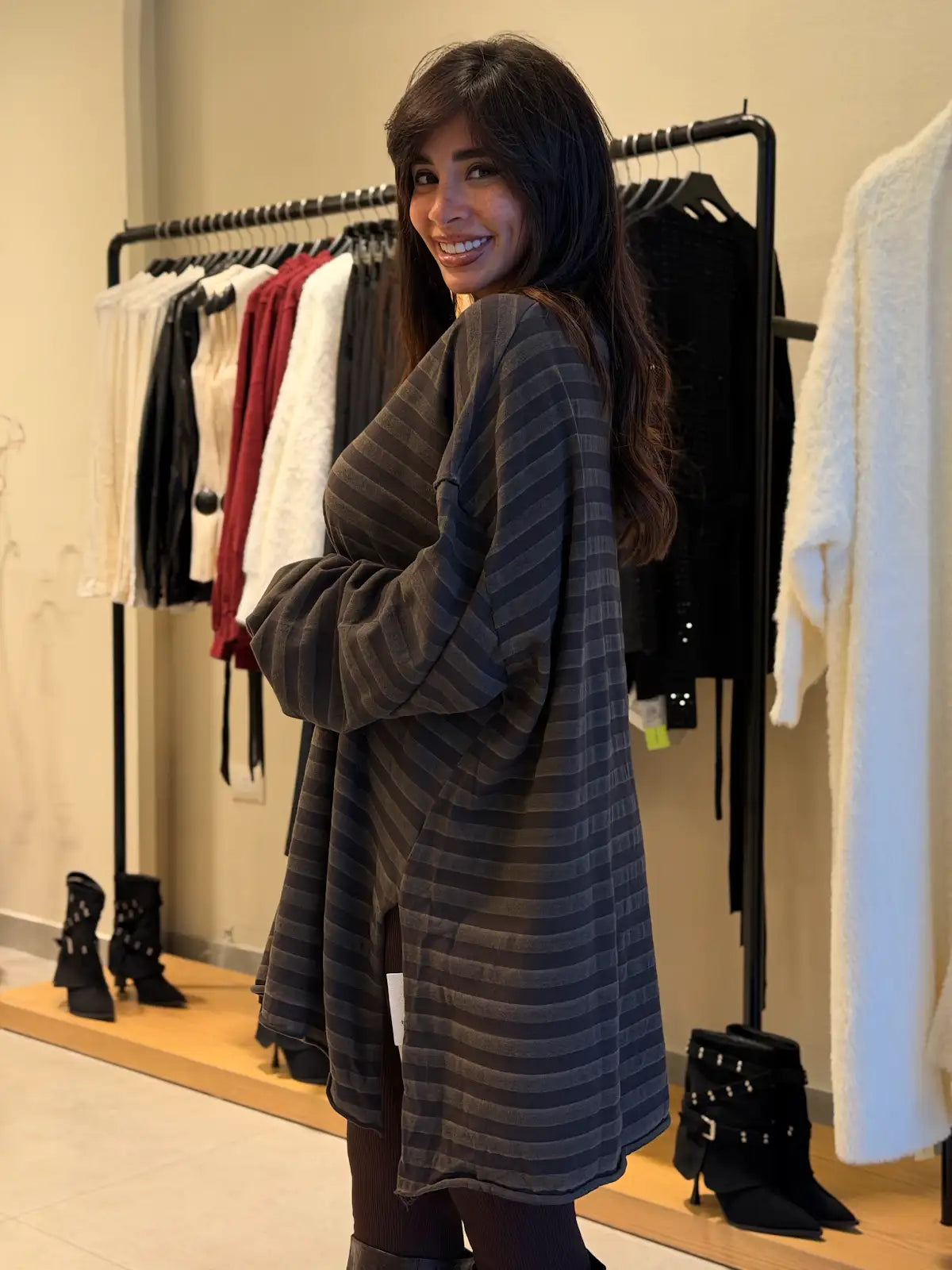 Long Striped Shirt - Black