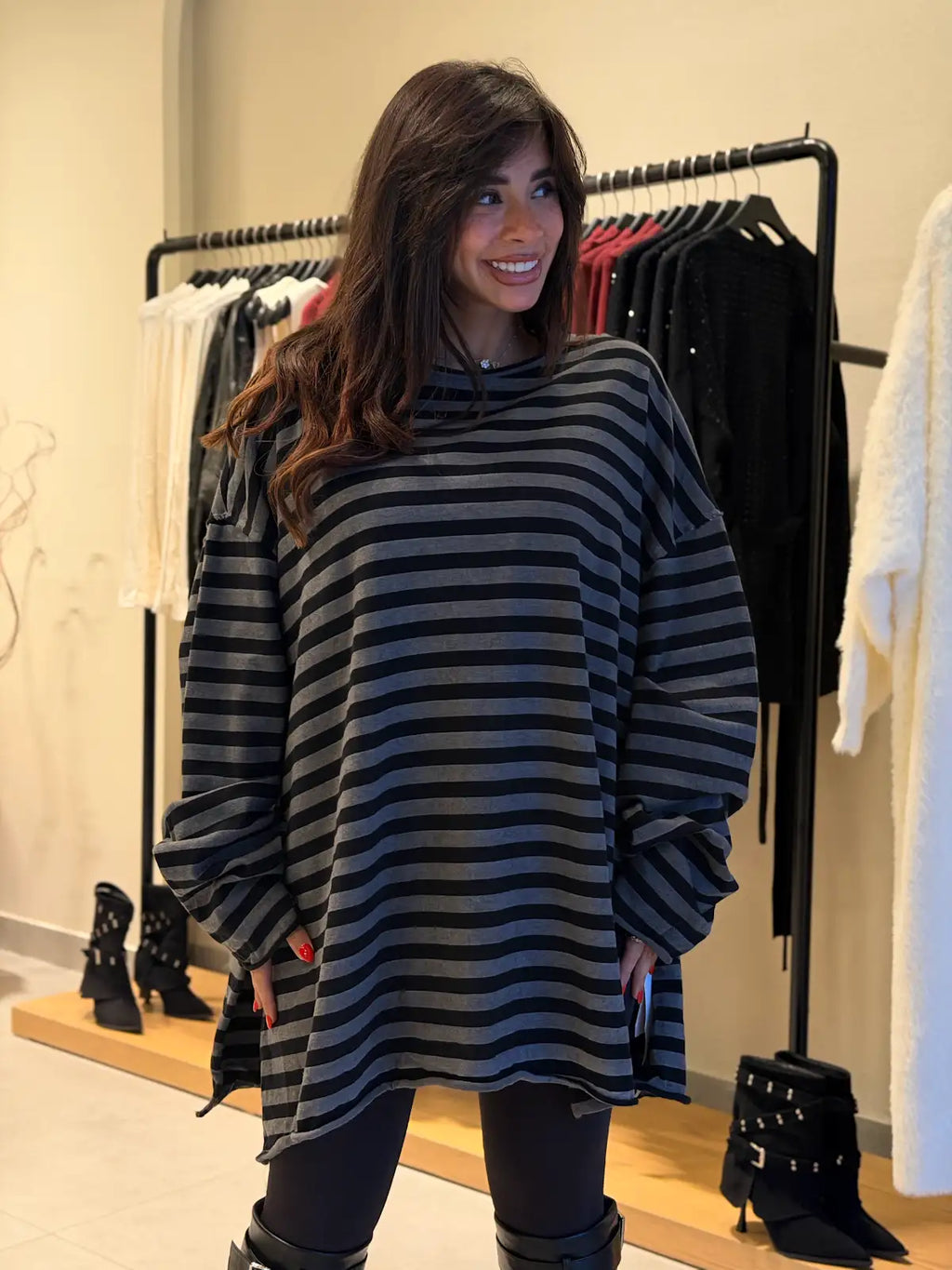 Long Striped Shirt - Gray