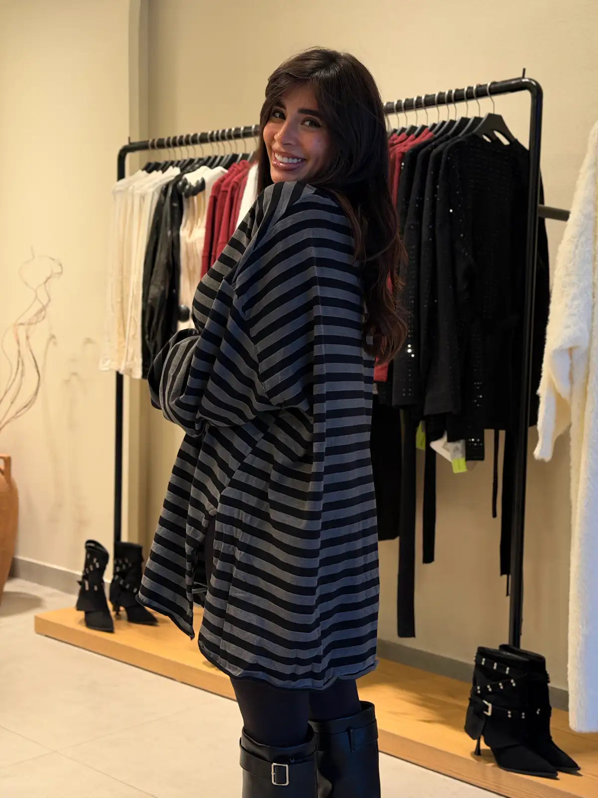 Long Striped Shirt - Gray