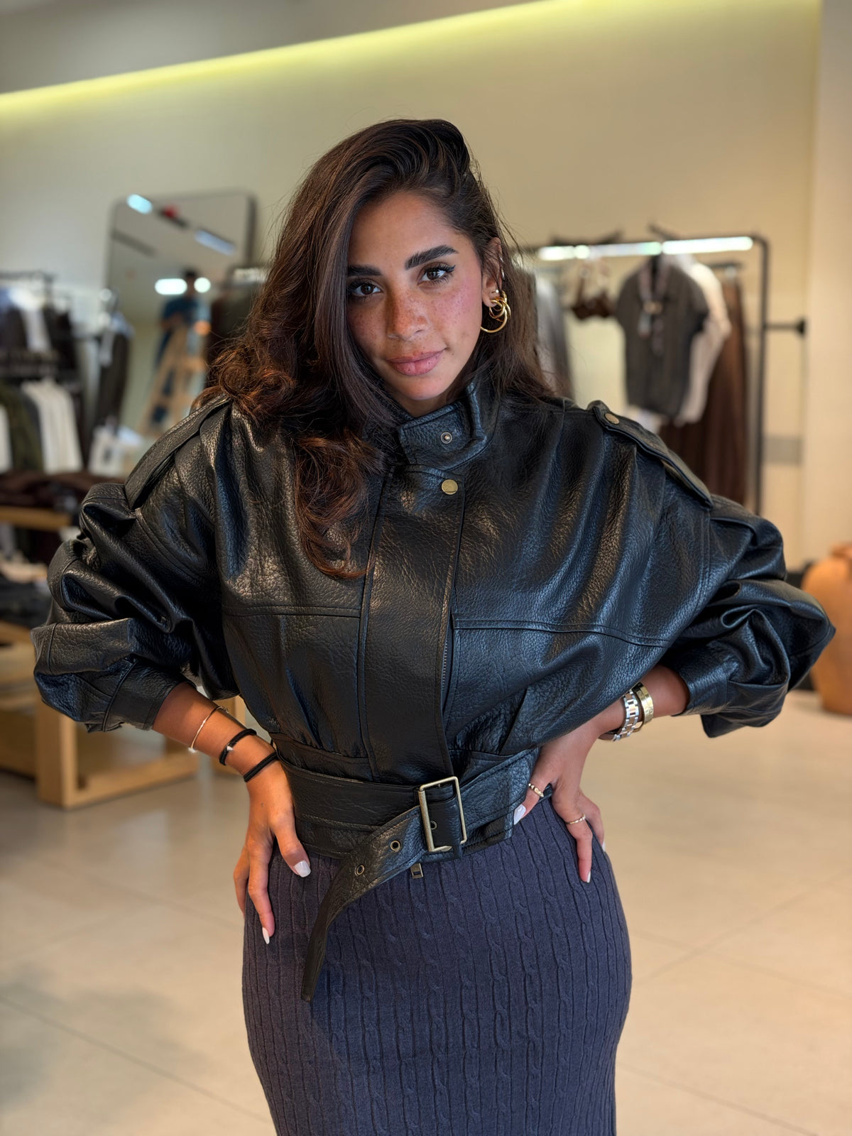 FAUX LEATHER BELTED WAISTCOAT