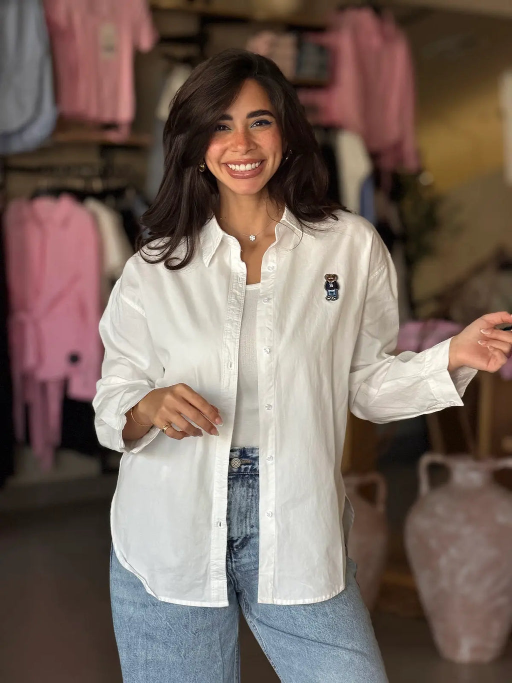 Teddy Bear Shirt -  white