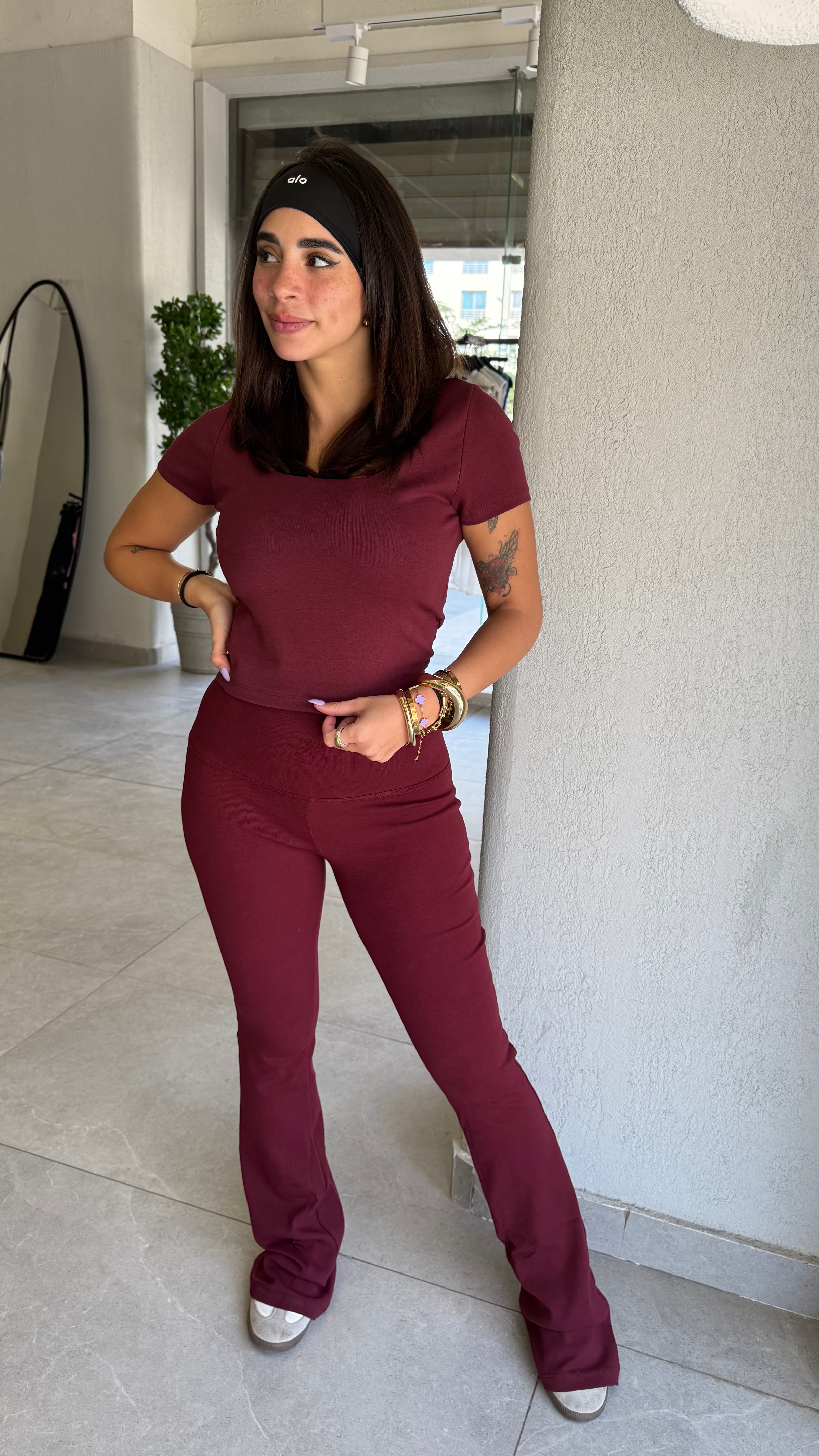 Flare Leggings - Maroon