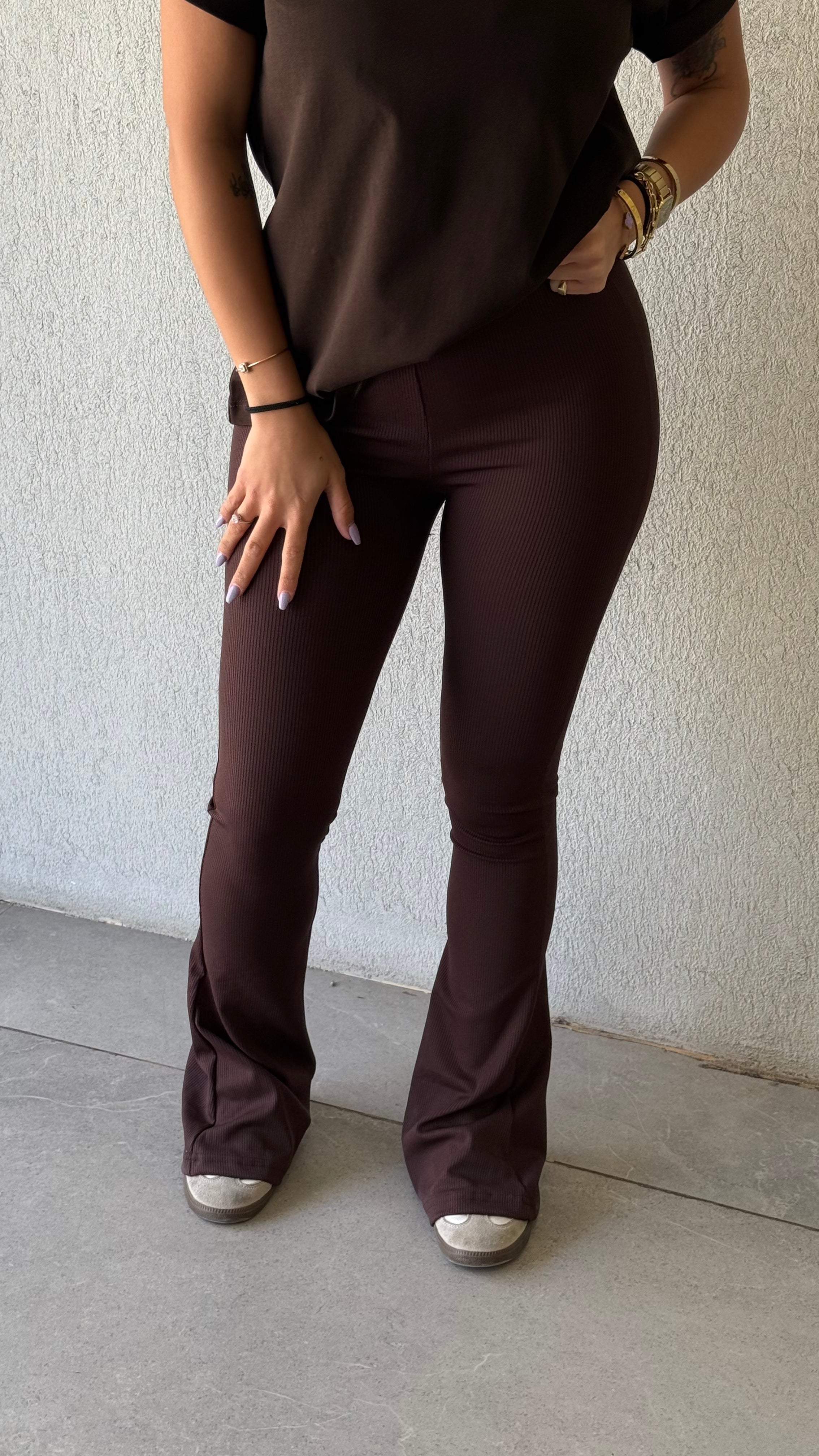 Flare Leggings - Brown