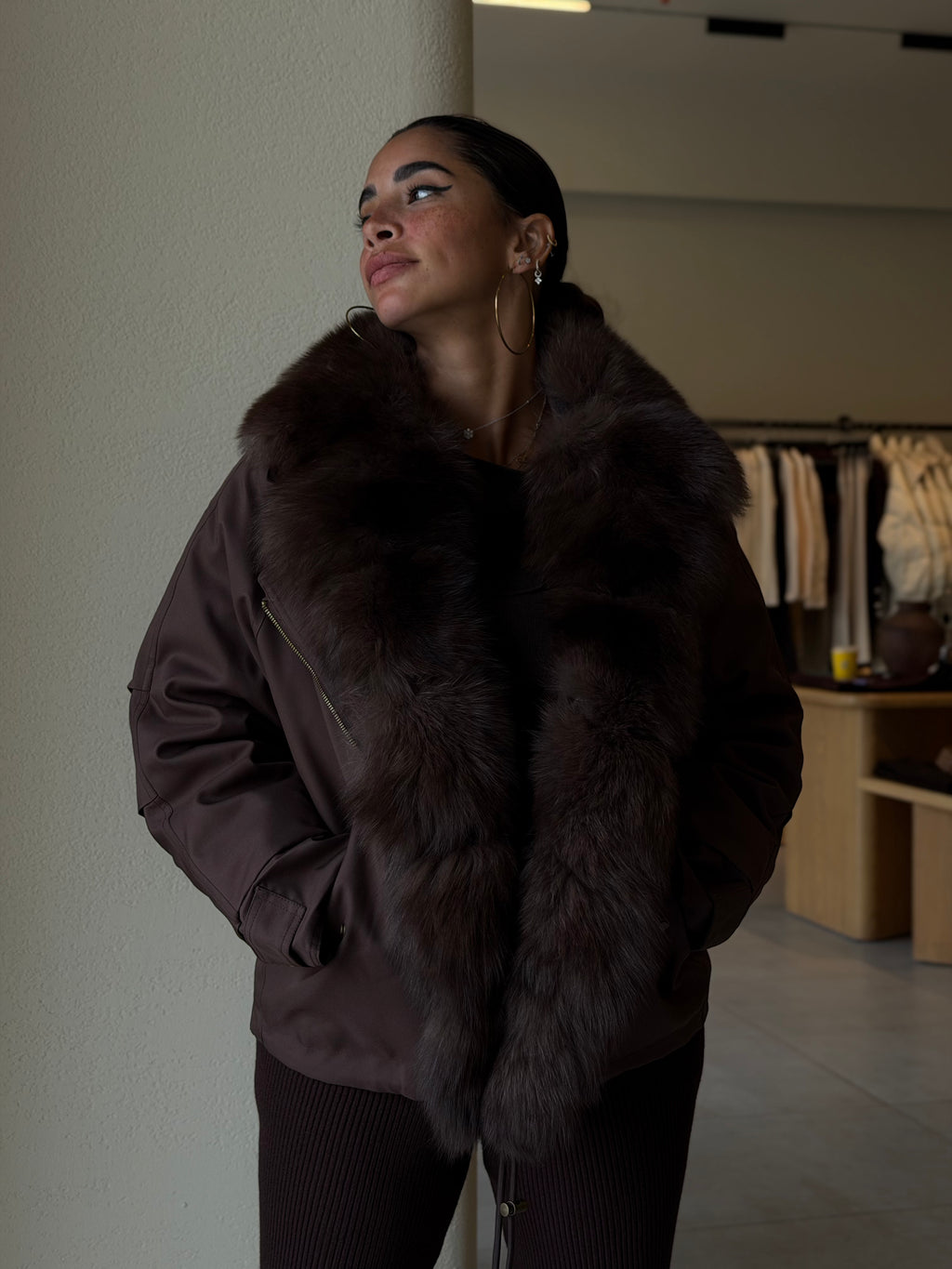 Faux fur jacket _ Brown