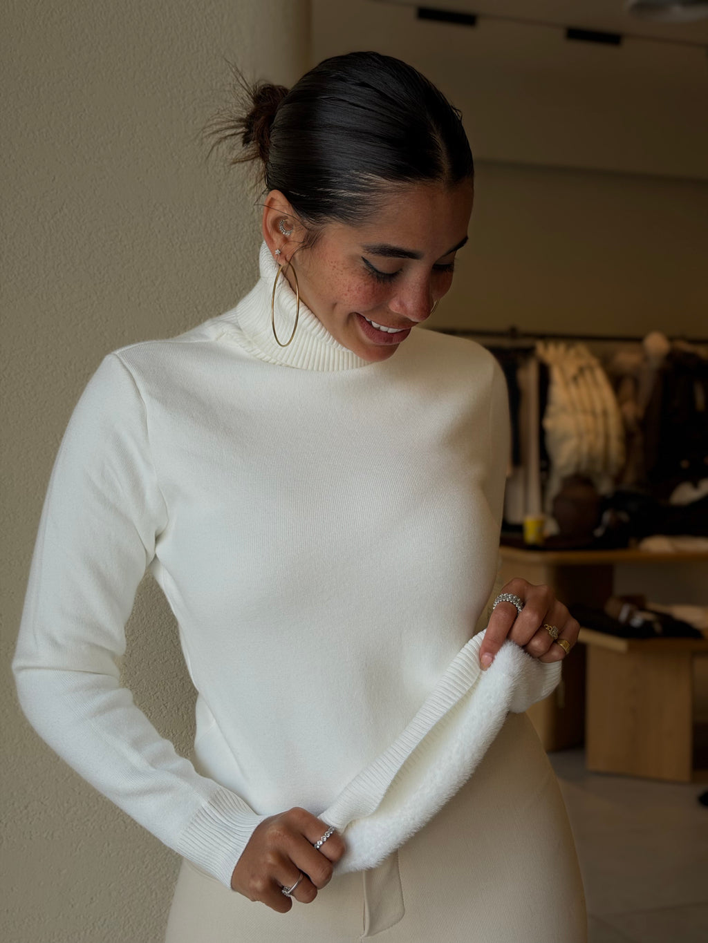 Fleeced pullover -  OffWhite