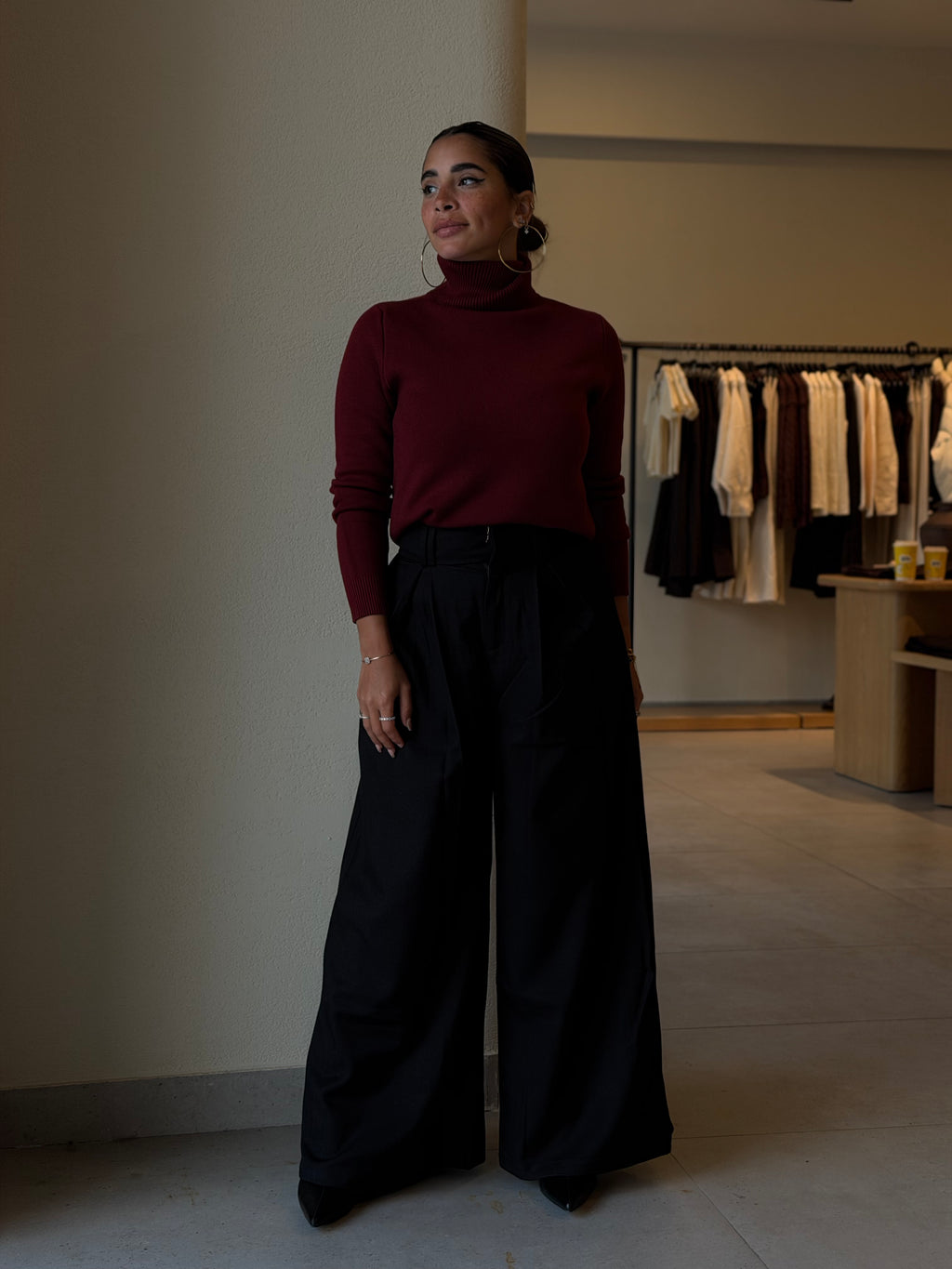 Fleeced pullover -  burgundy