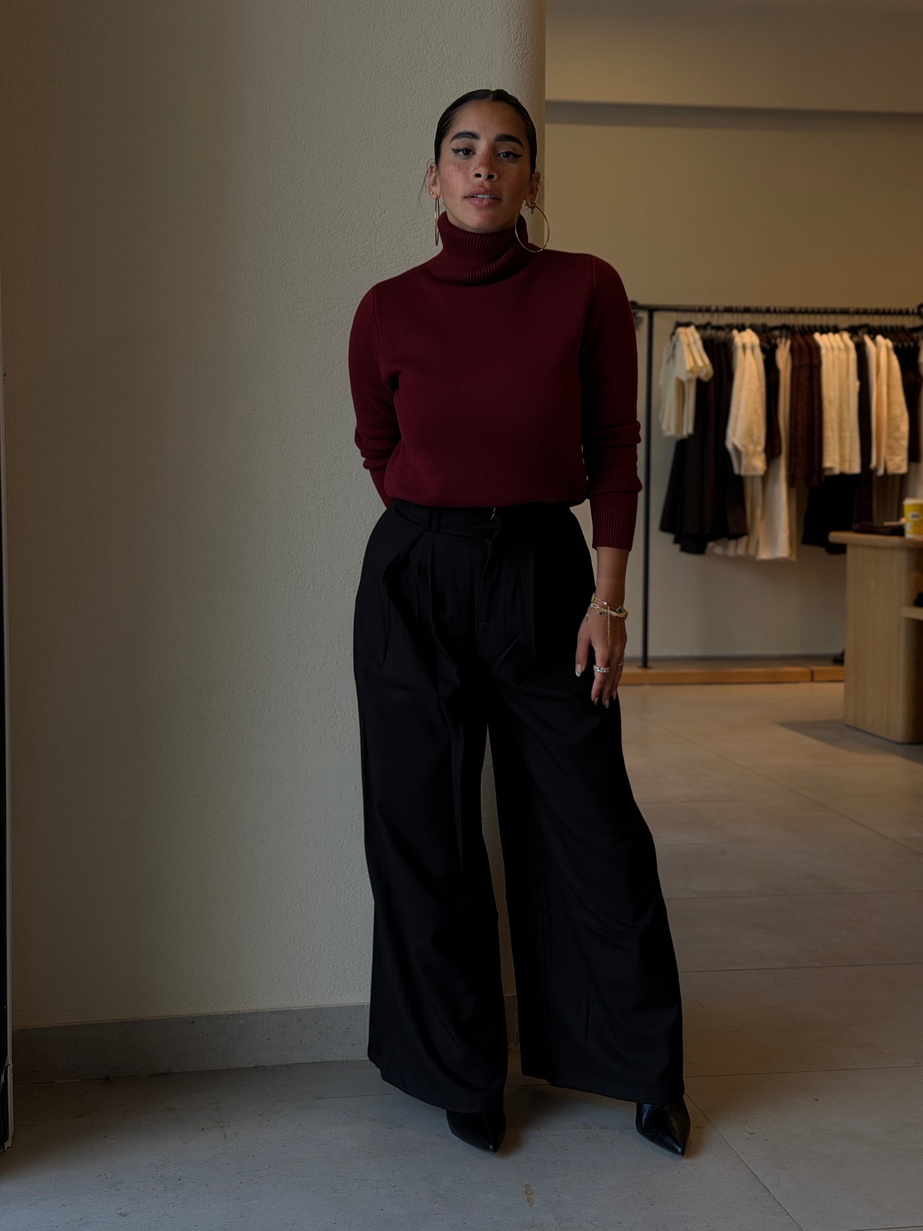 Fleeced pullover -  burgundy