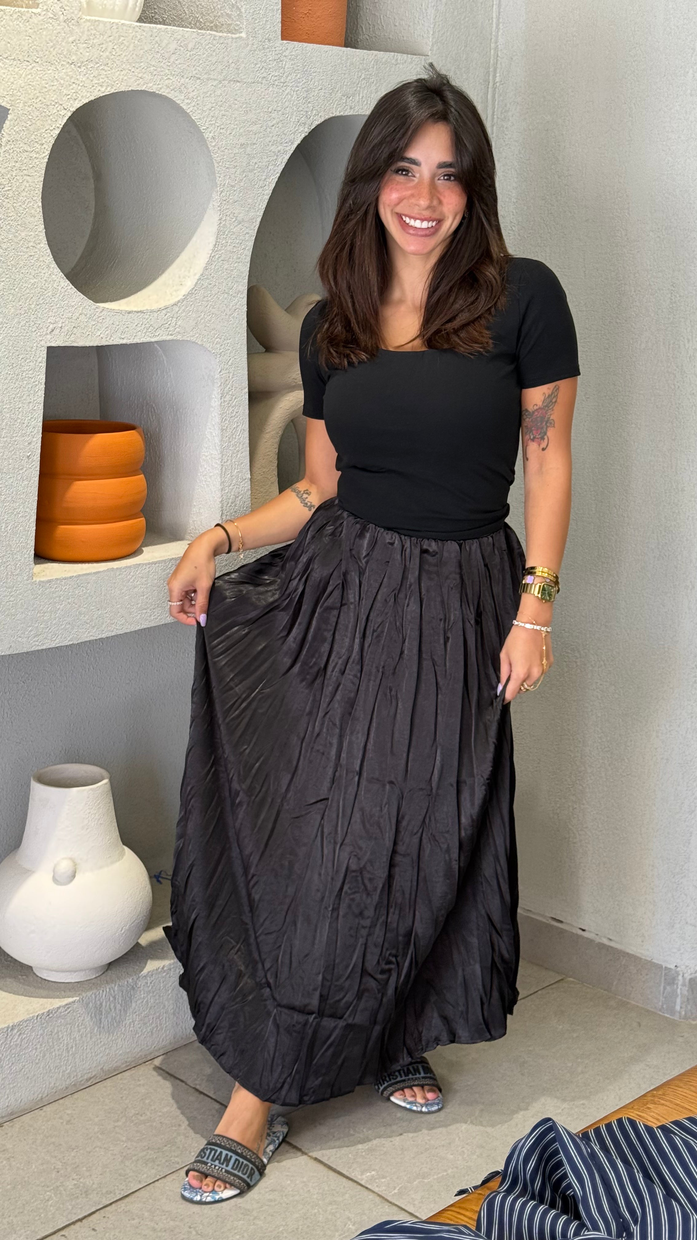 Crinkle Skirt - Black