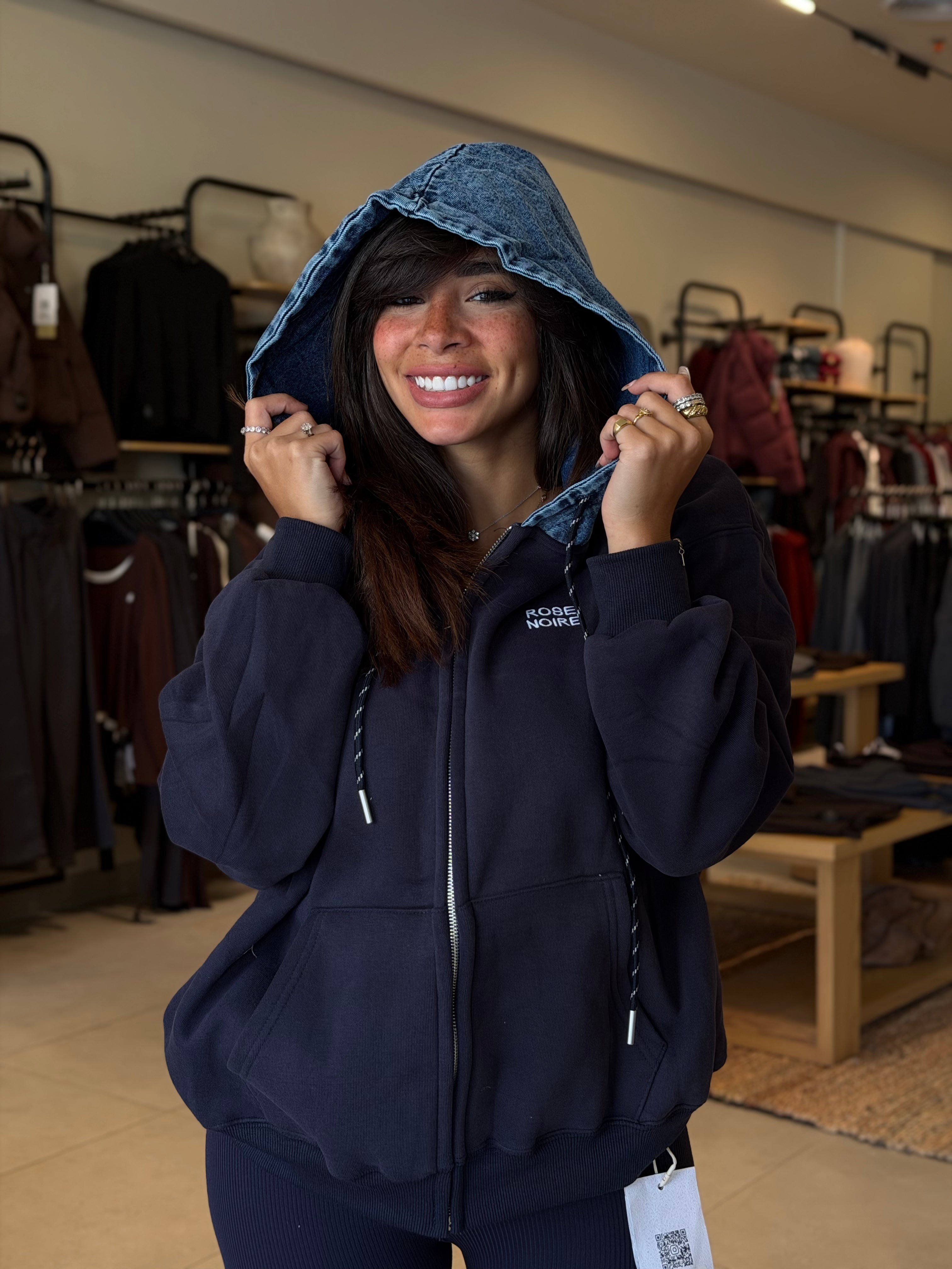 Fleeced sweatshirt -  Navy