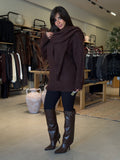 Knit Pullover with scarf - Brown
