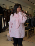 Knit Pullover with scarf - Pink