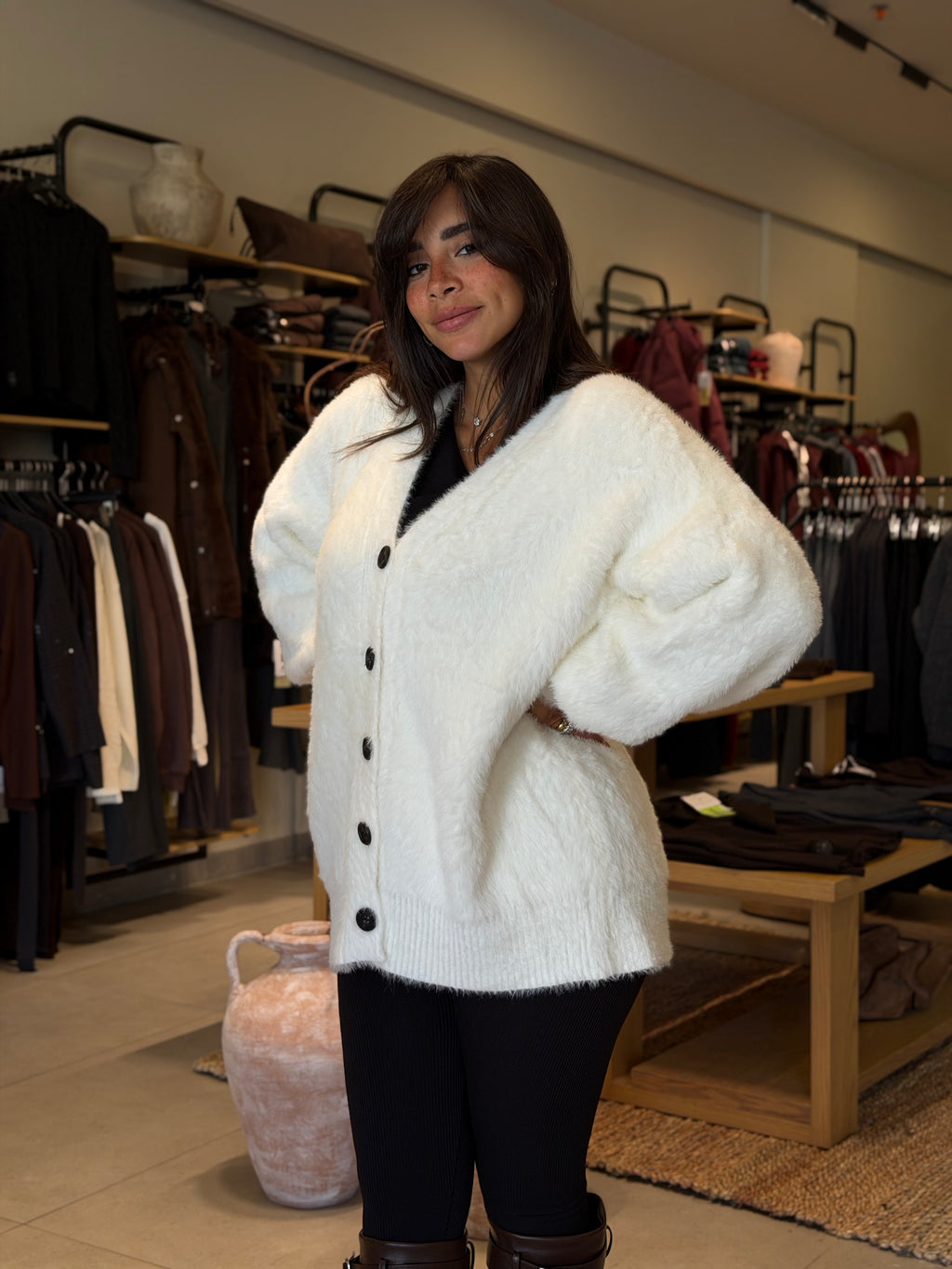 Fur Cardigan - White