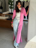Casual Long Cardigan - pink