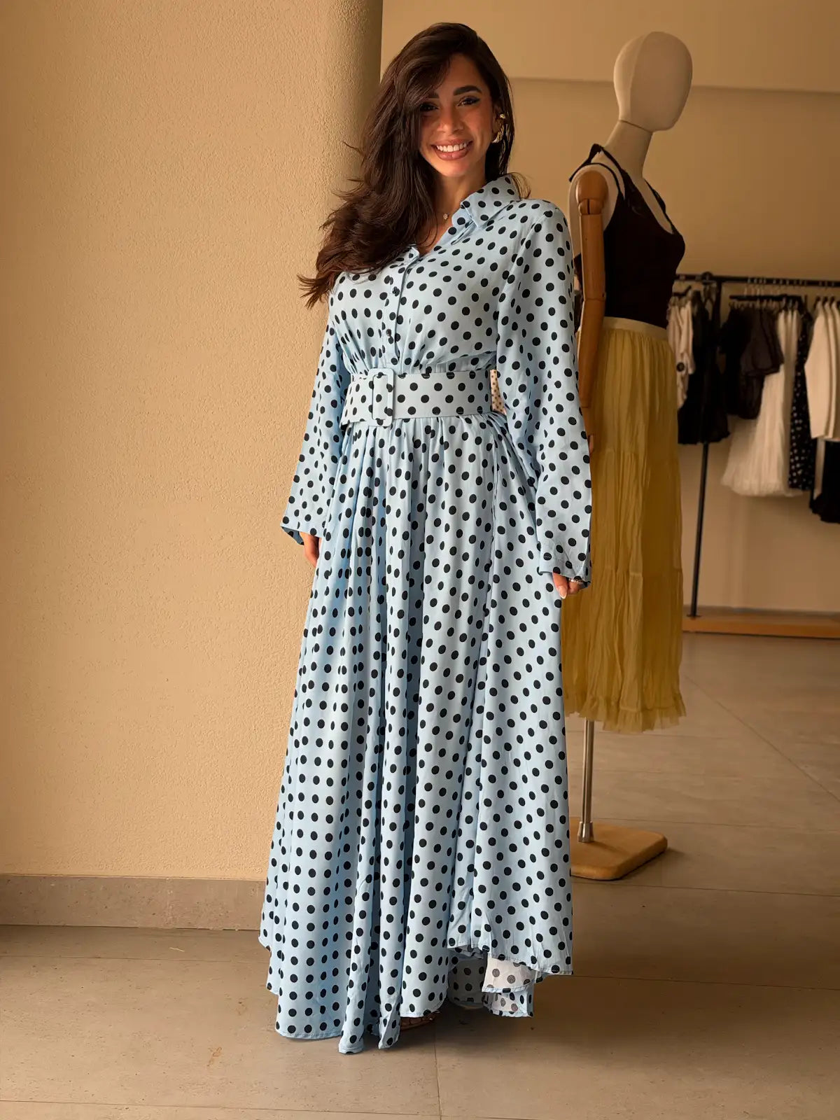 Dot Chic Dress-  Baby blue