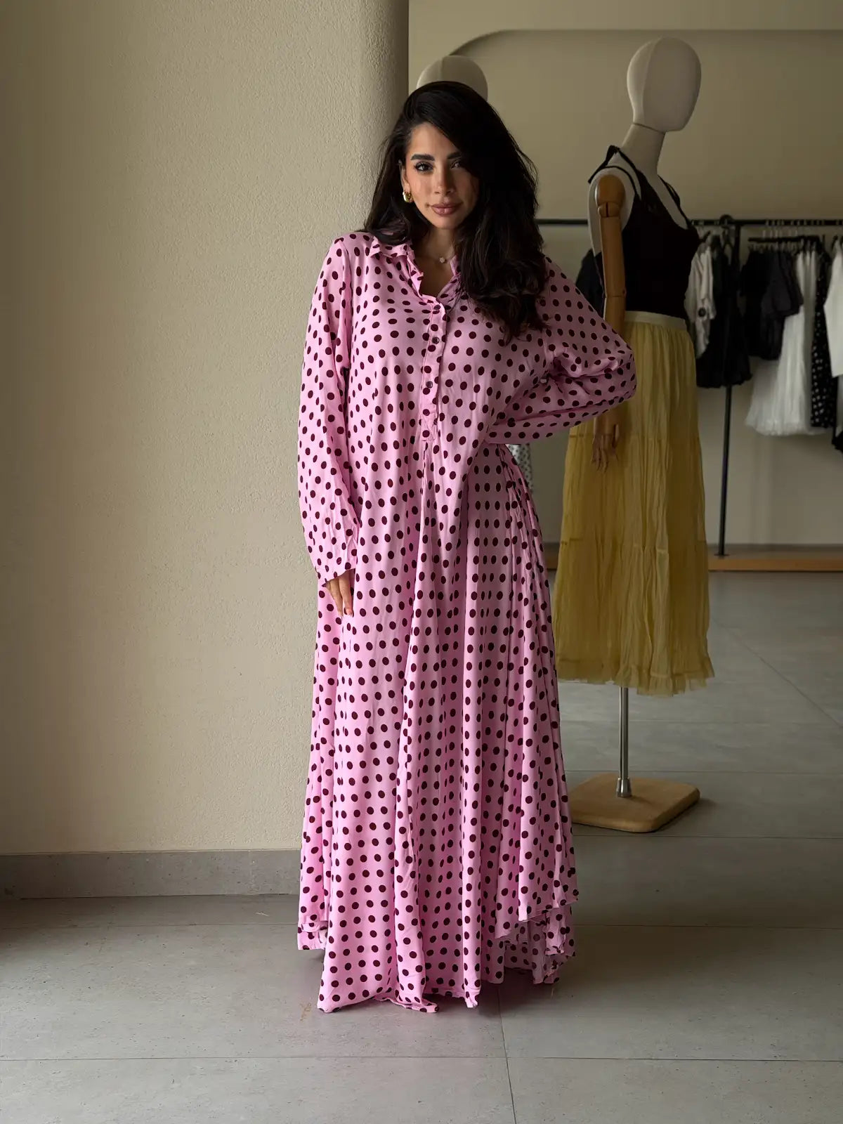 Dot Chic Dress-Pink