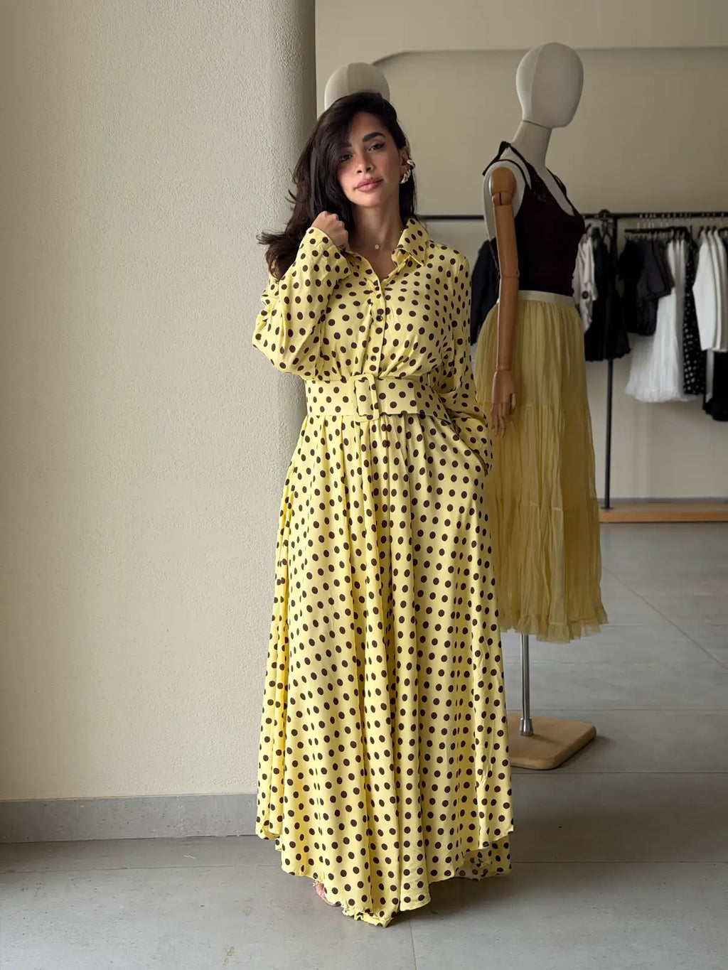 Dot Chic Dress-  yellow