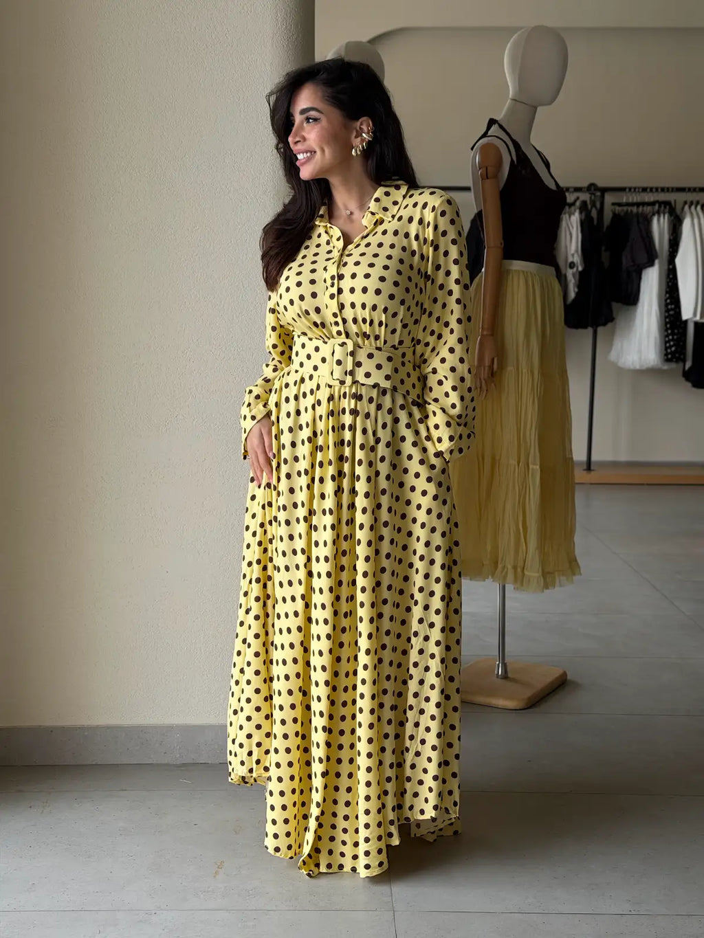 Dot Chic Dress-  yellow