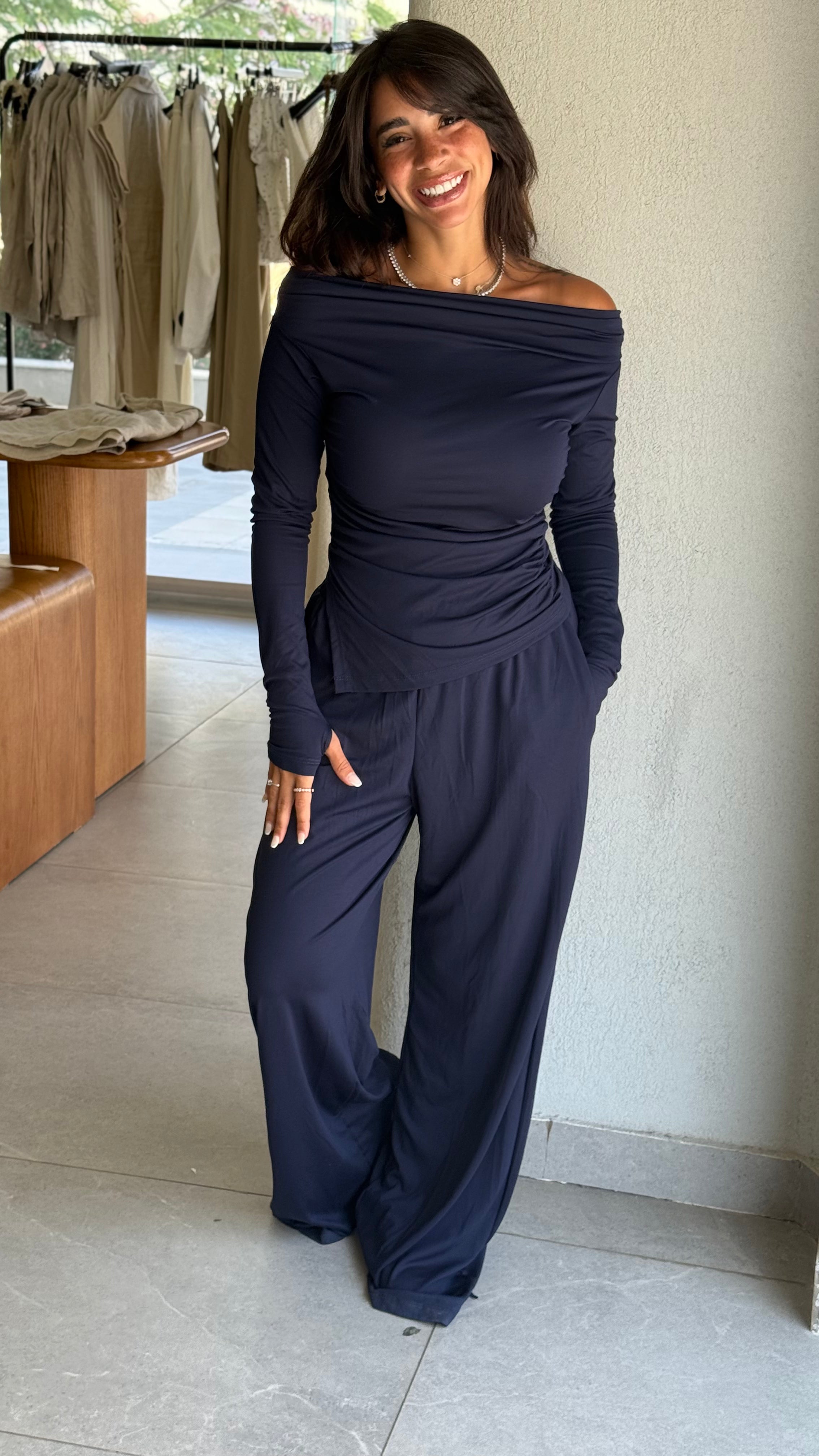 Off Shoulder Set - Navy