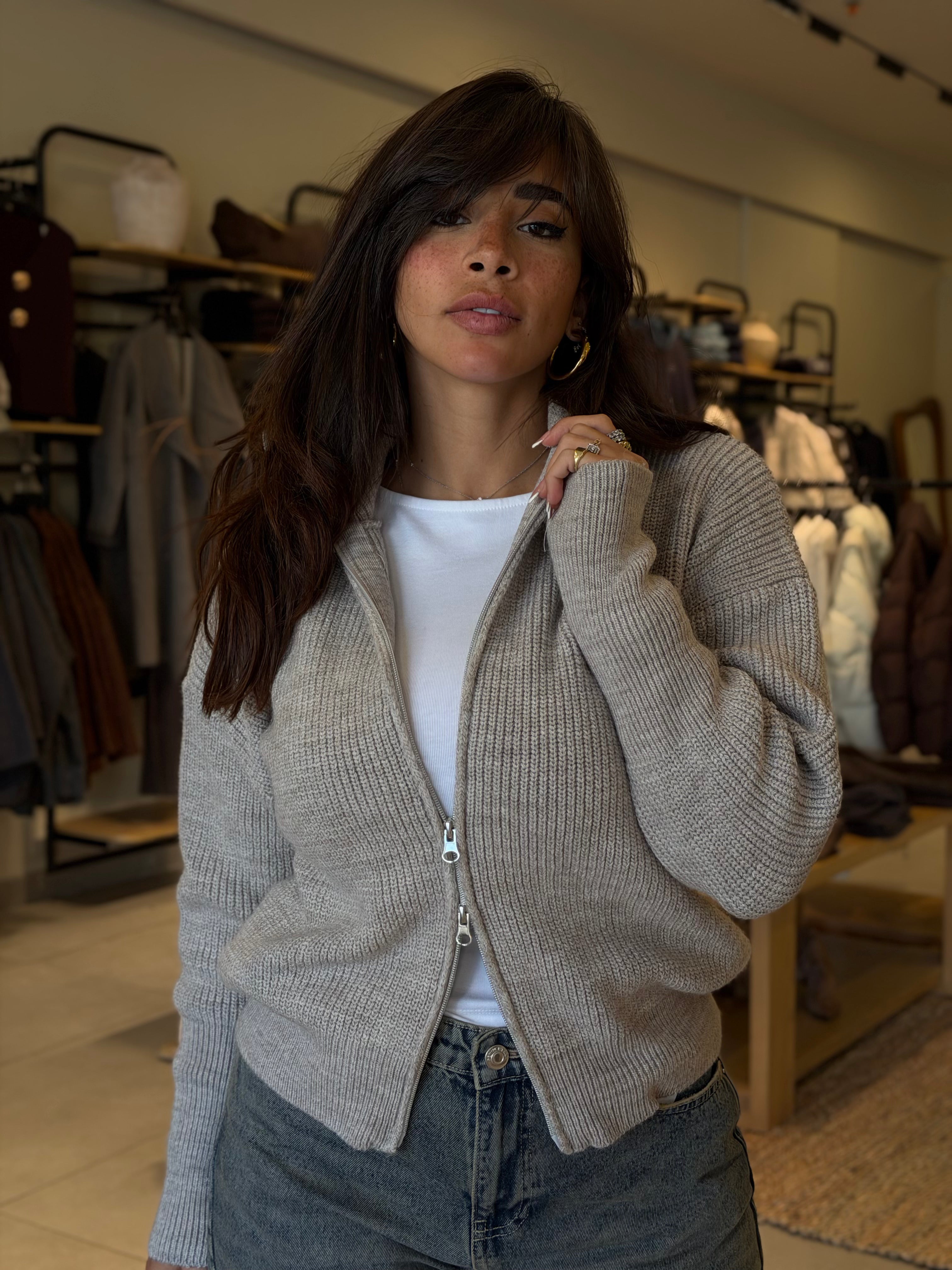 Classic Knit Sweater -Beige