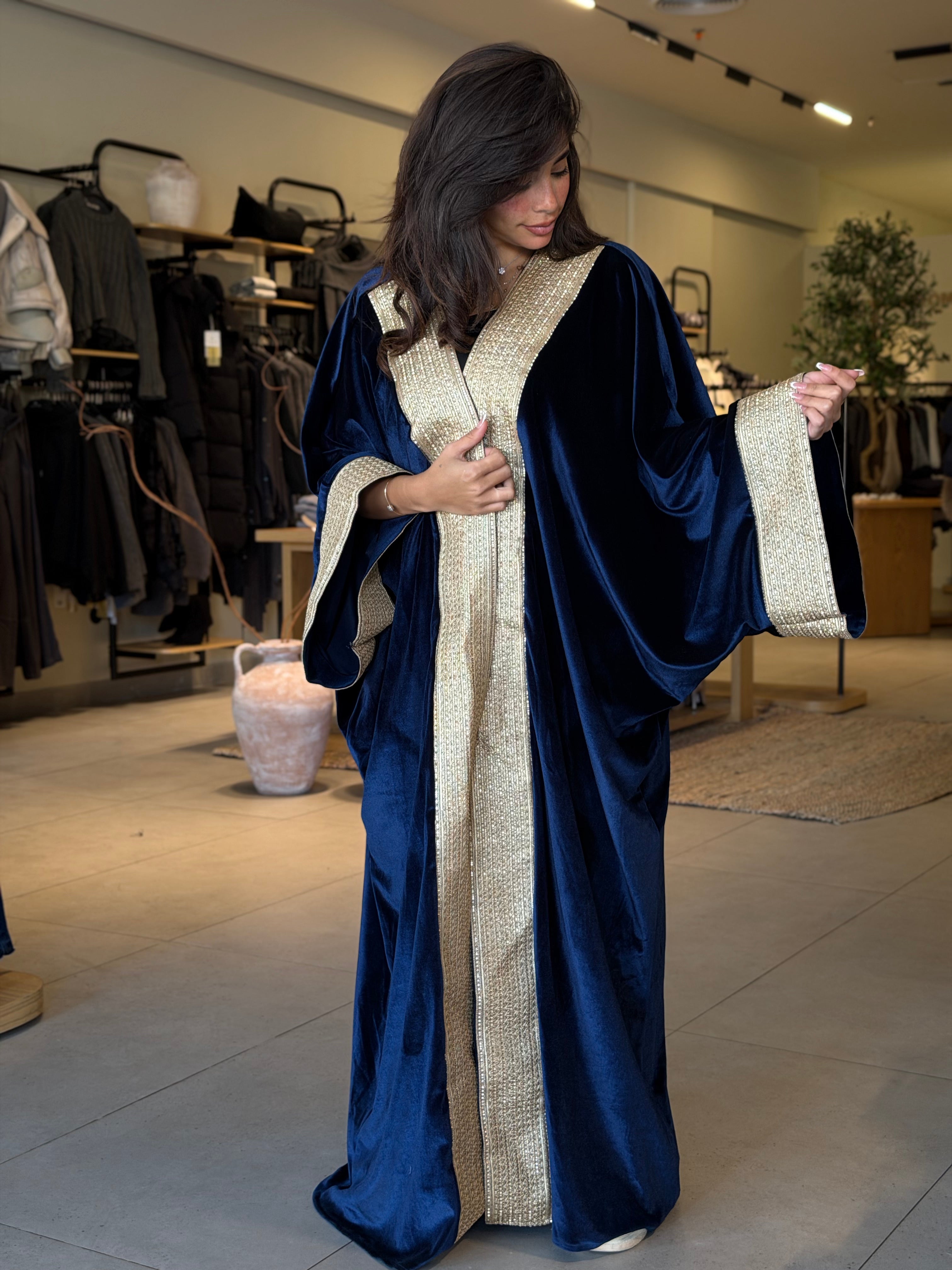 Prestige Velvet Kaftan- Navy