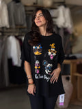 Cartoon Faces T-Shirt -Black