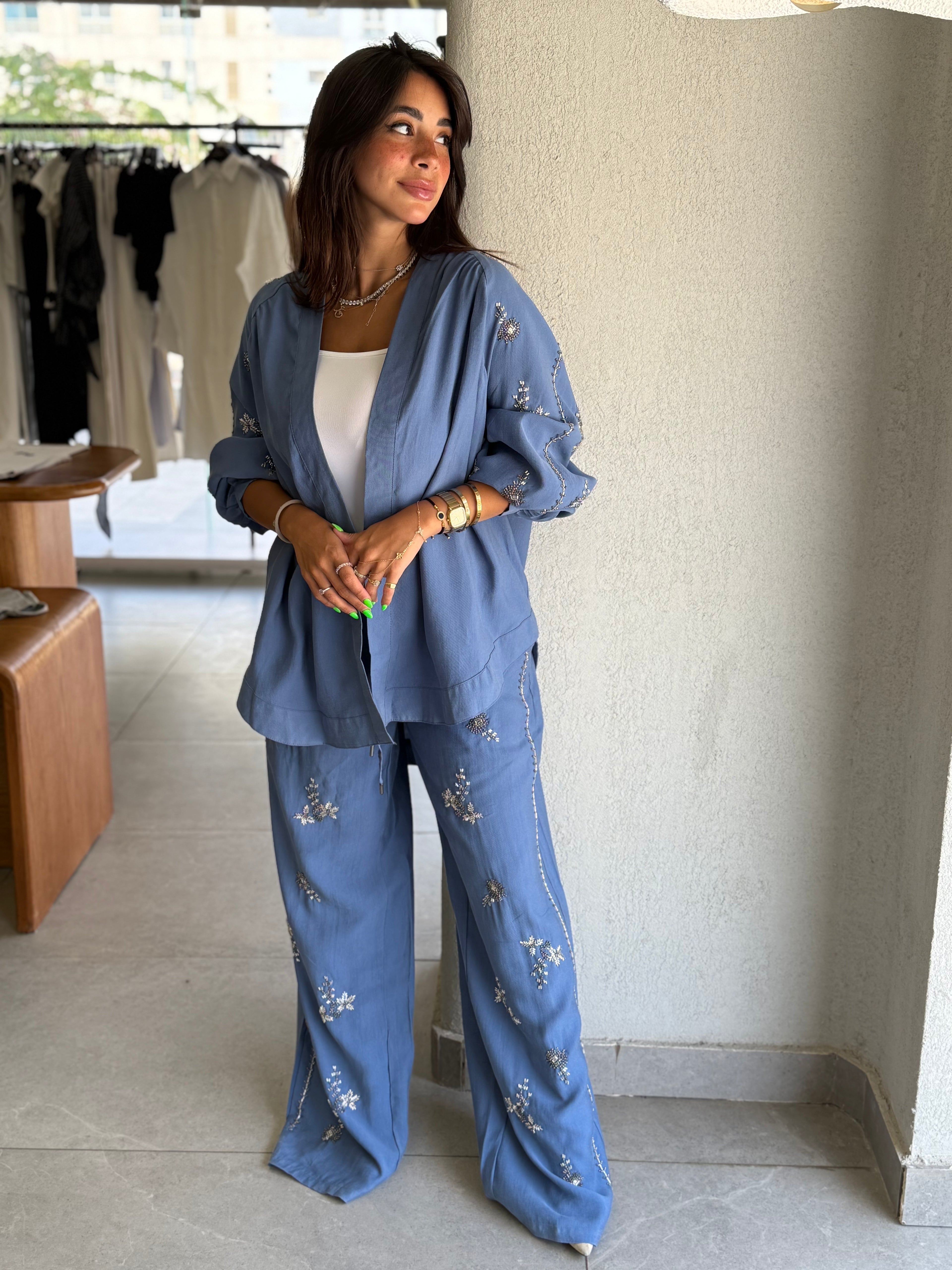 Embroidered set - Blue
