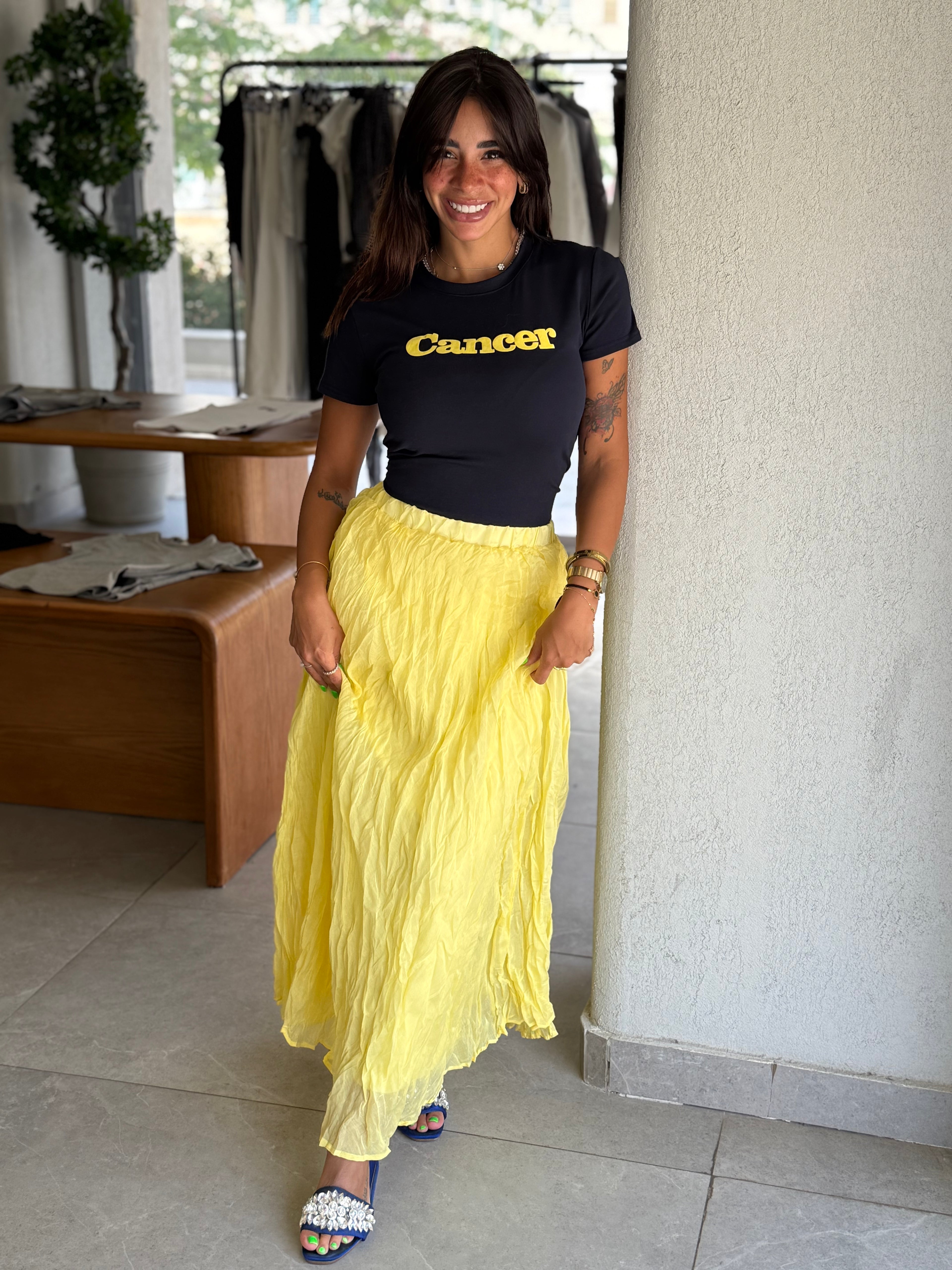Crinkle Skirt - Yellow