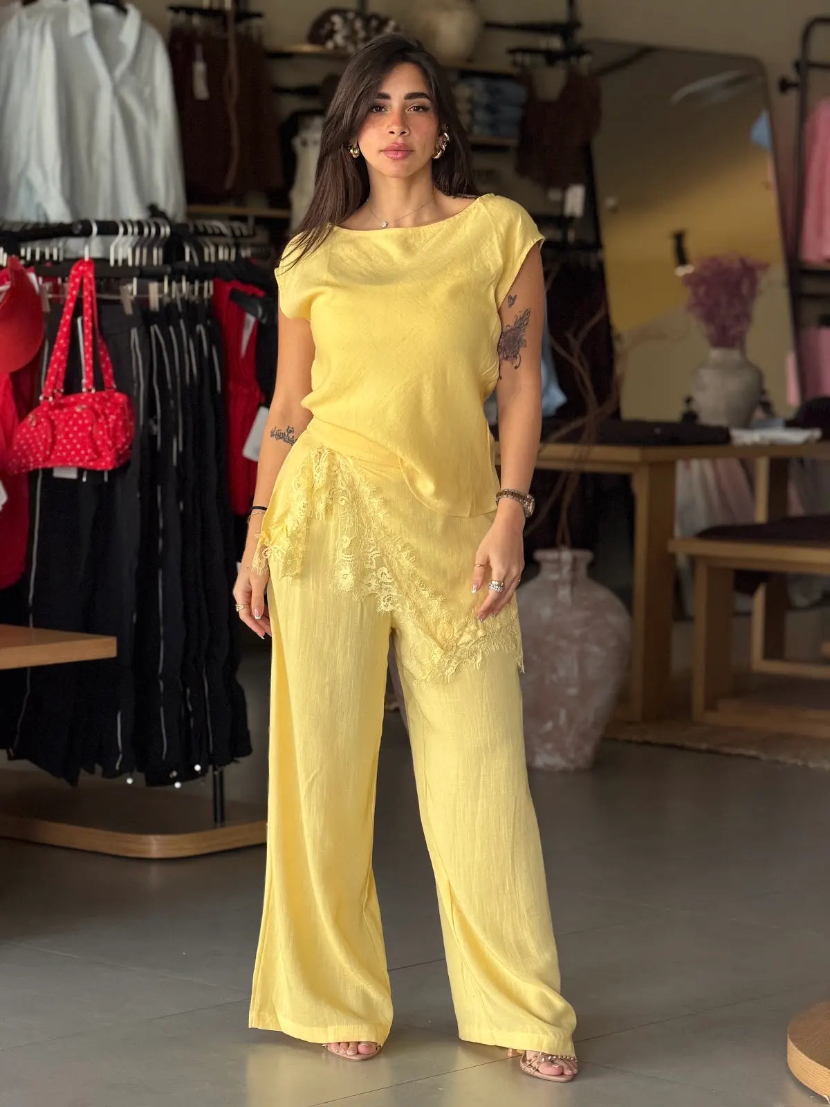 Casual Tee Set - yellow