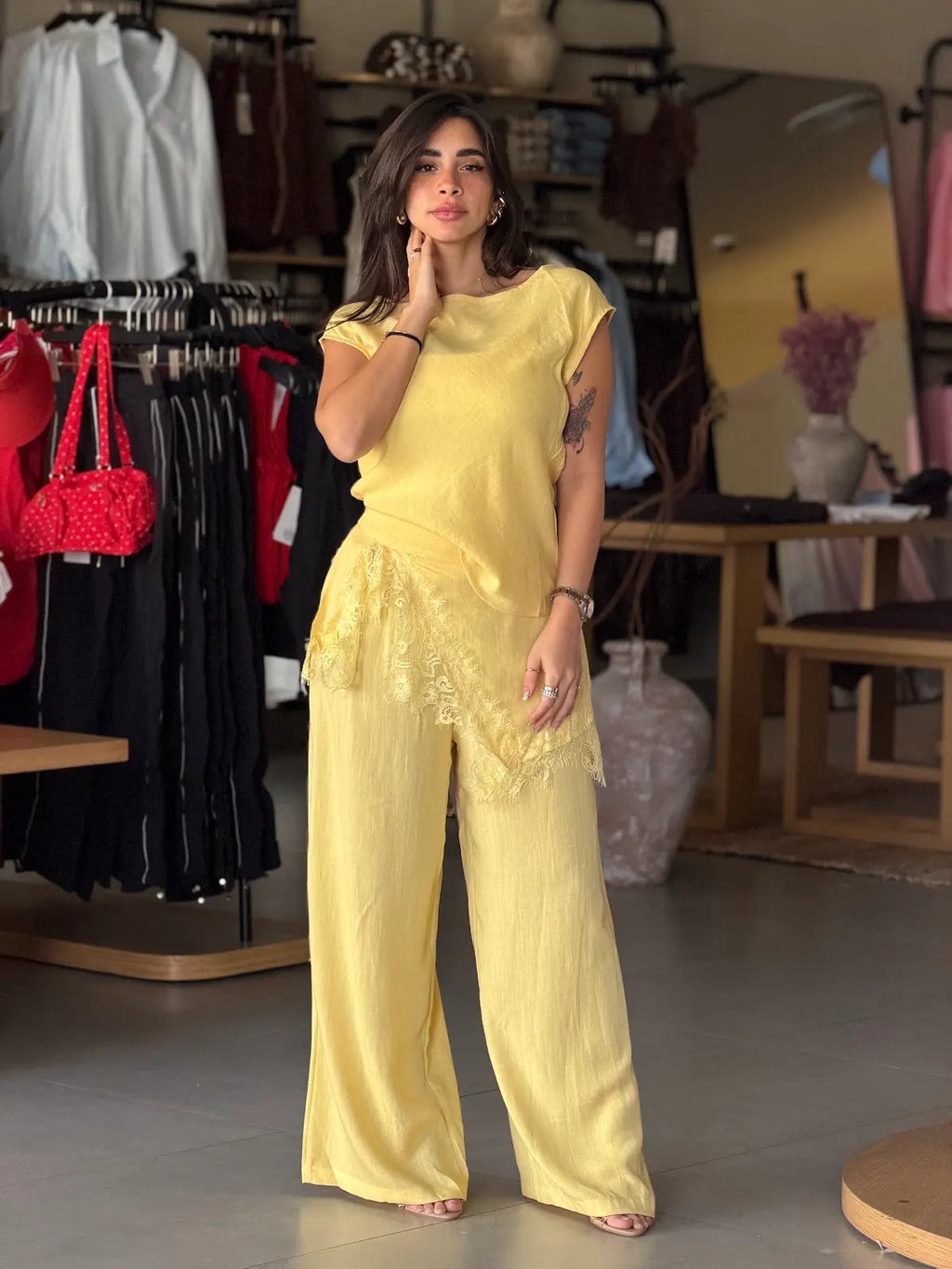 Casual Tee Set - yellow
