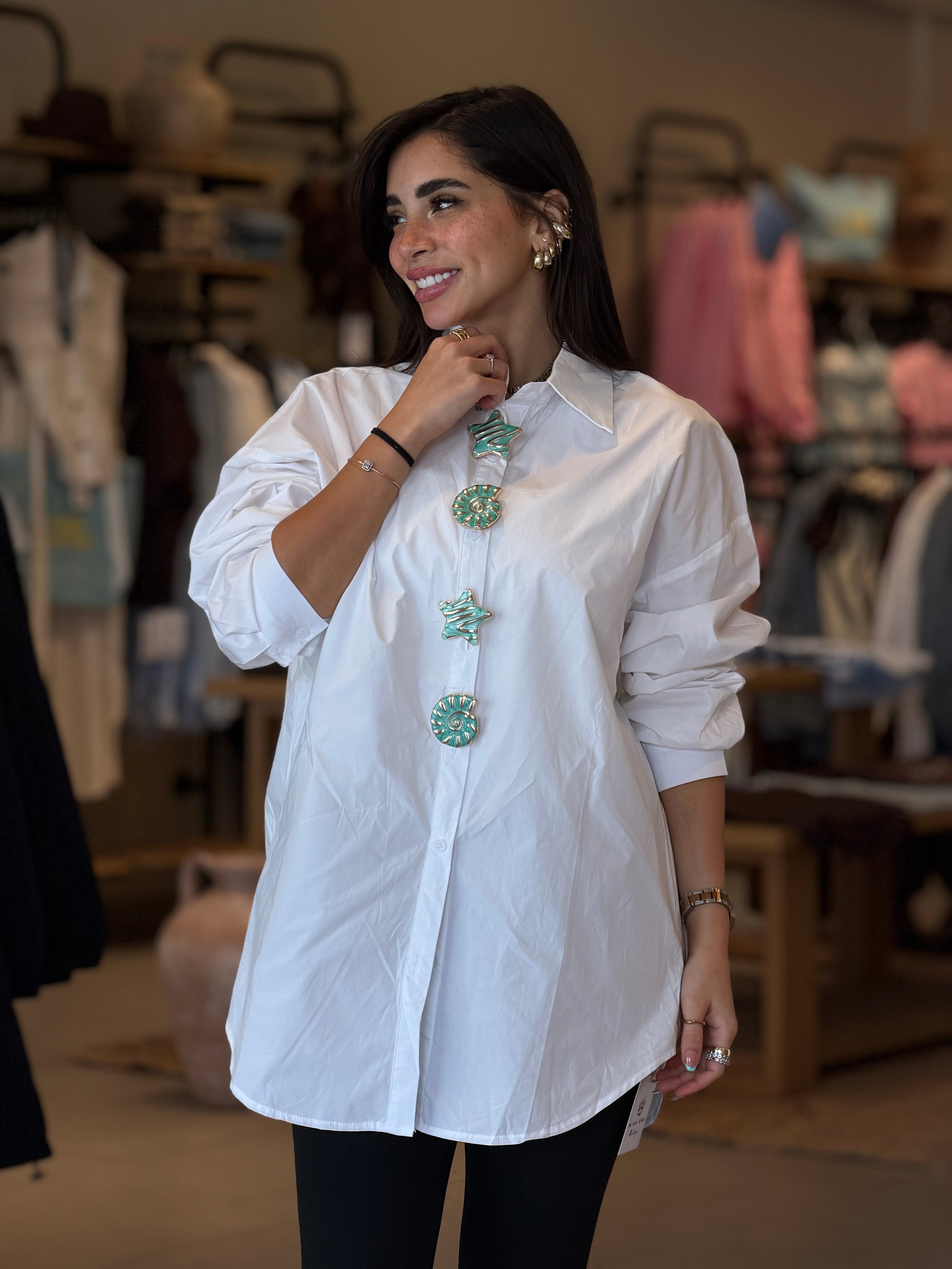Poplin Shirt With Star Pin