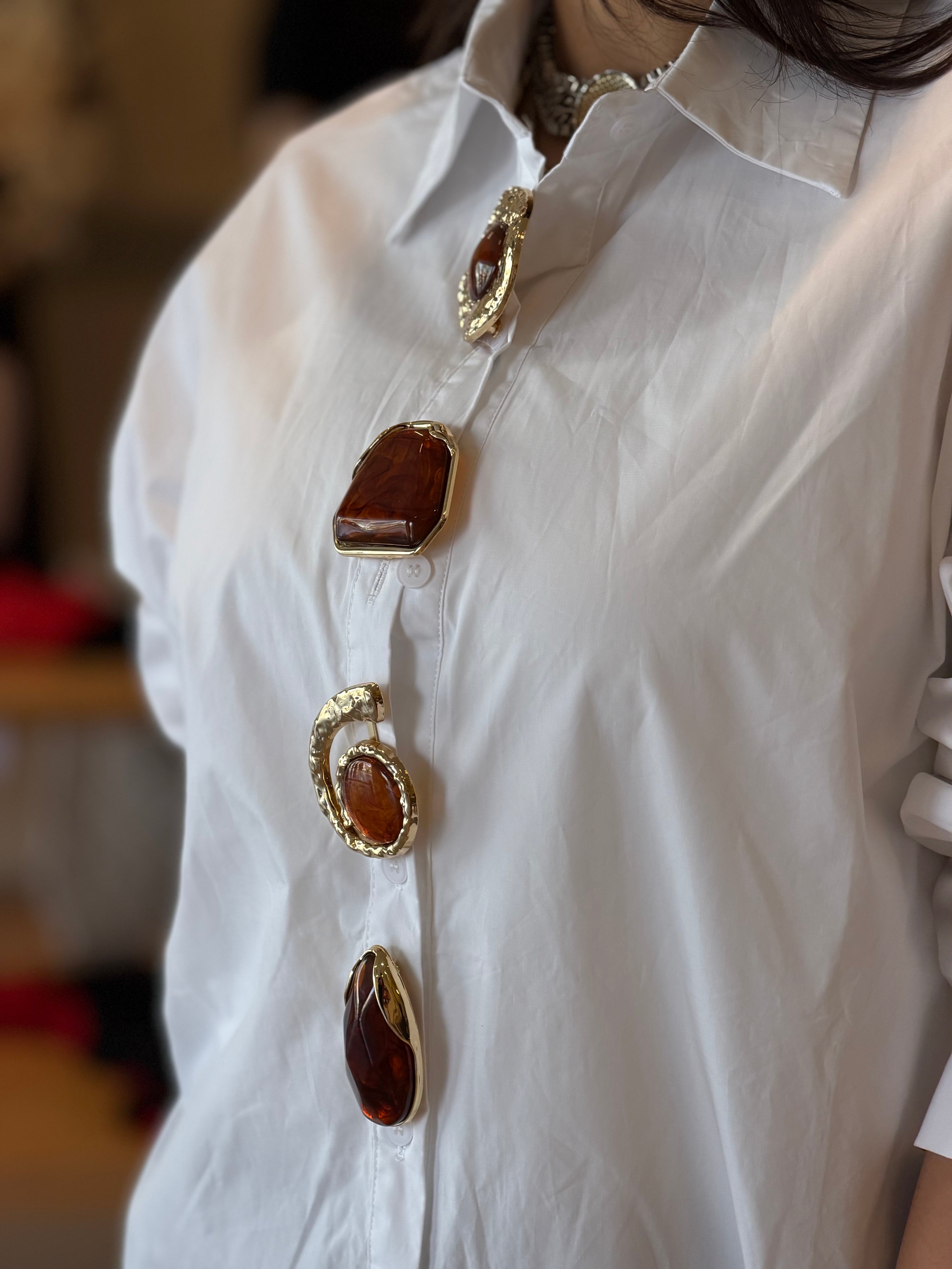 Poplin Shirt With Gold Pin