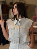 Linen Vest - Beige