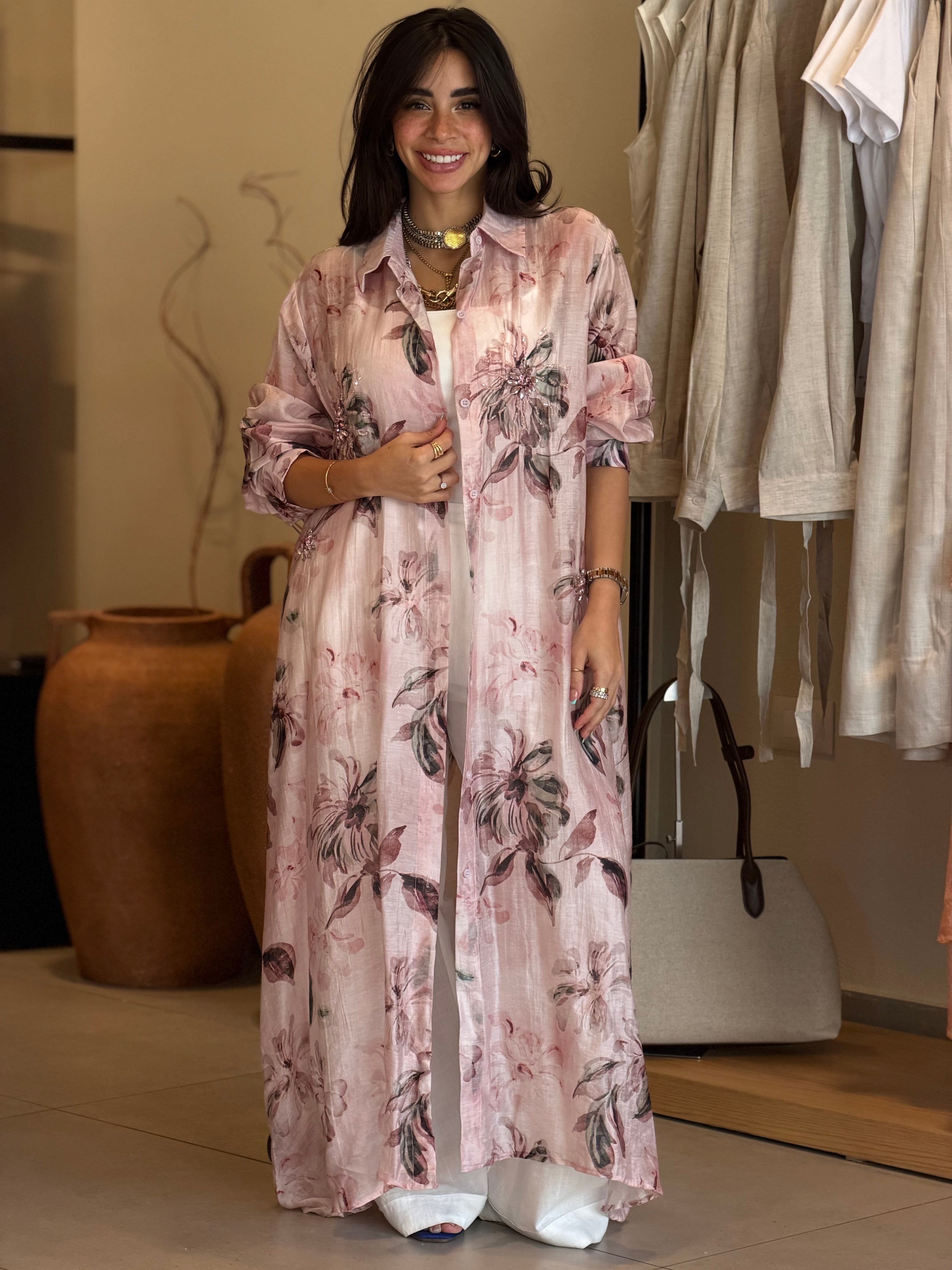 Flora Shirt dress - Pink