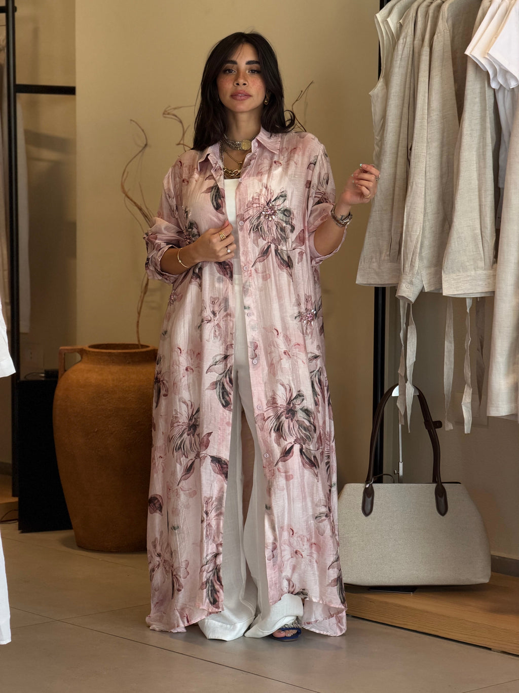 Flora Shirt dress - Pink