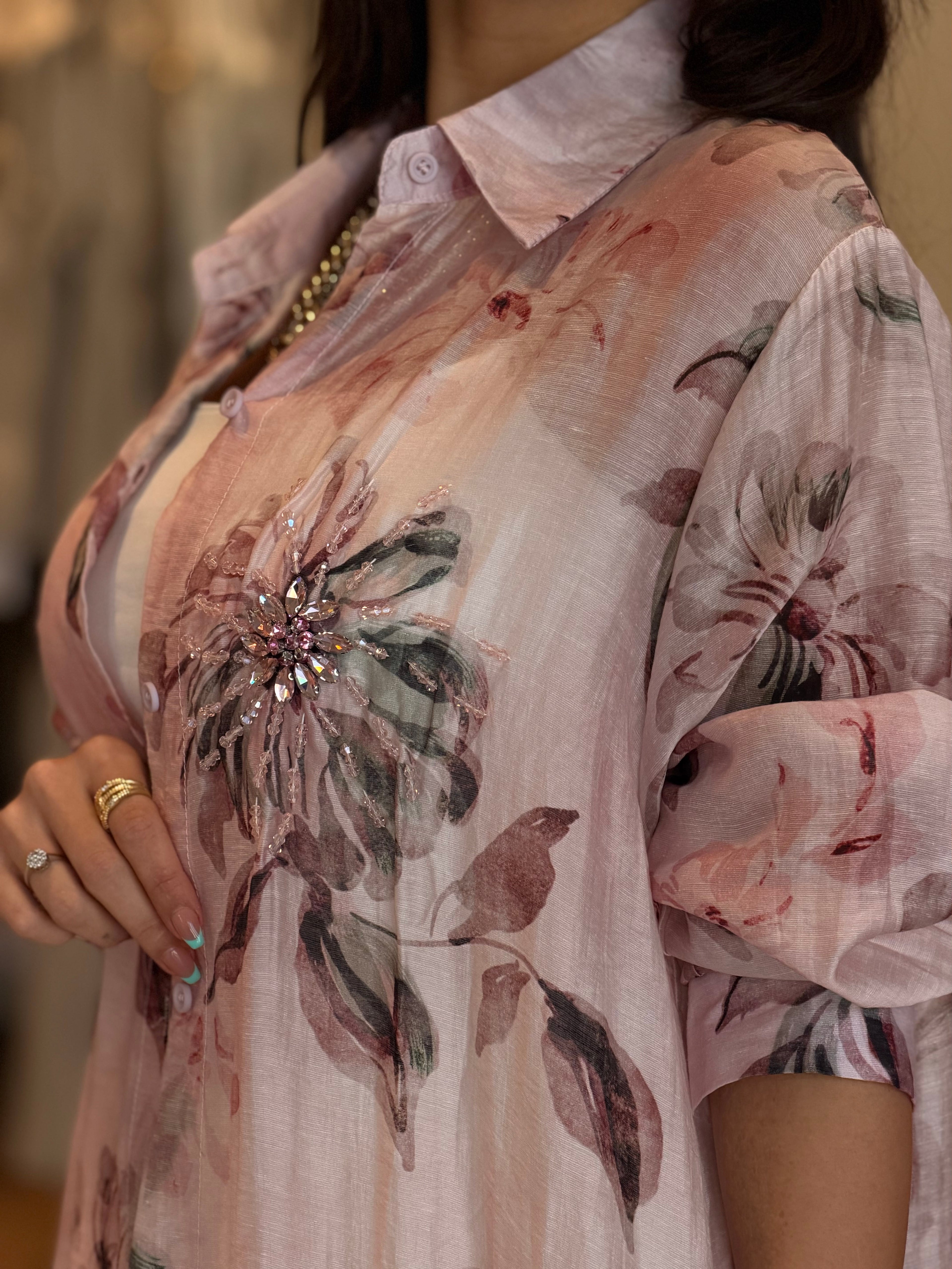 Flora Shirt dress - Pink