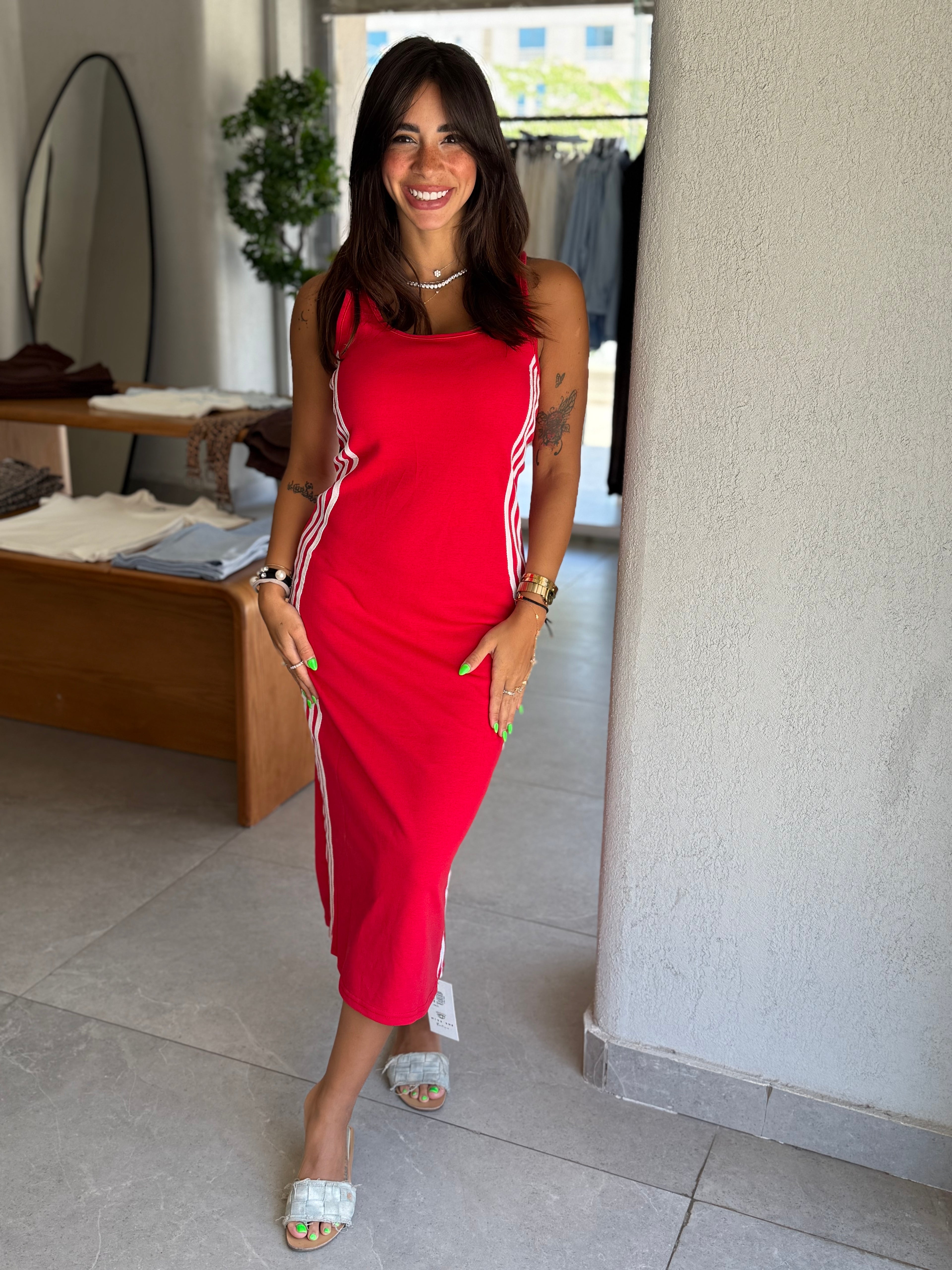 Lines Dress  - Red