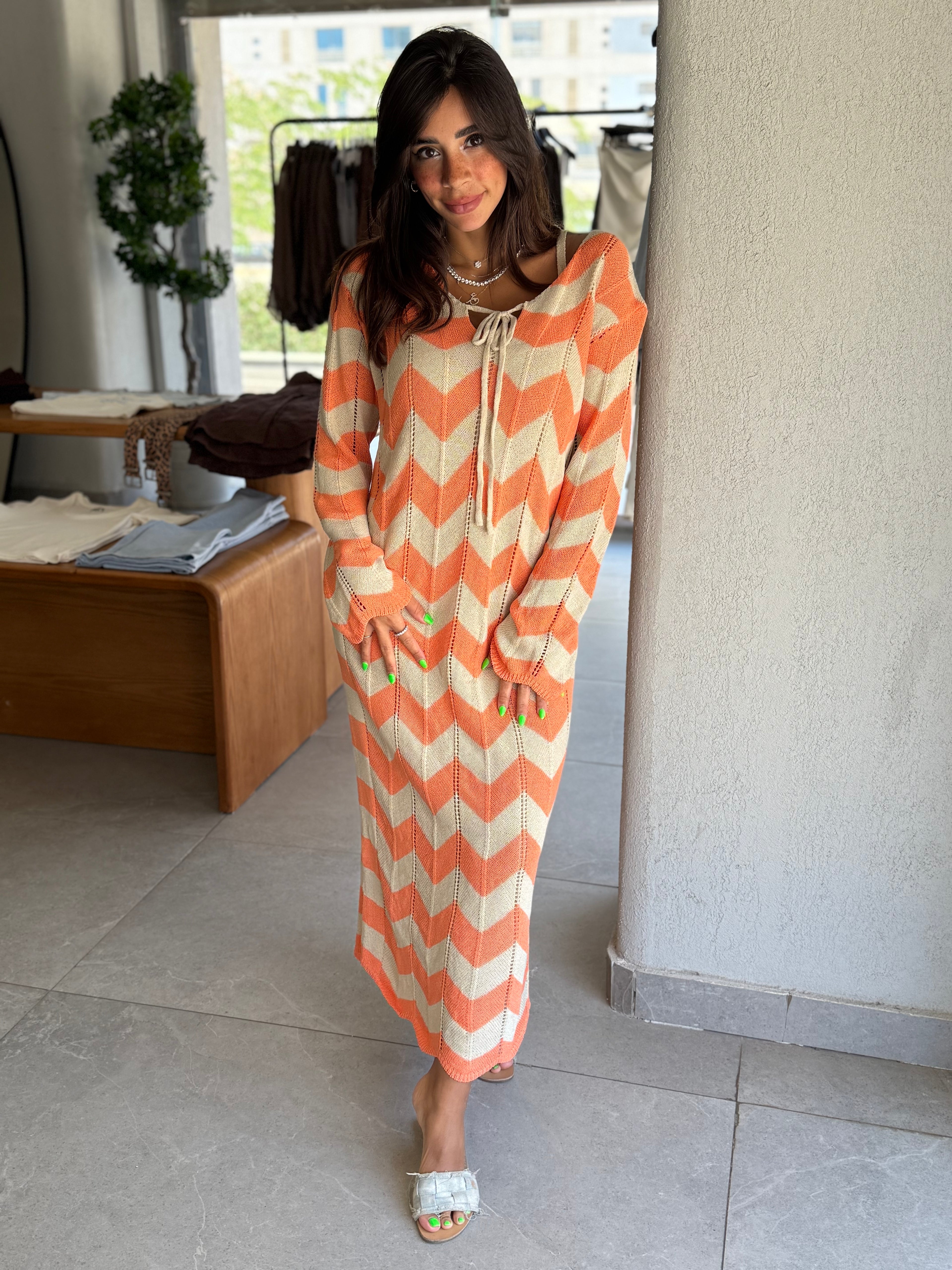 Knit Beach Dress - Orange