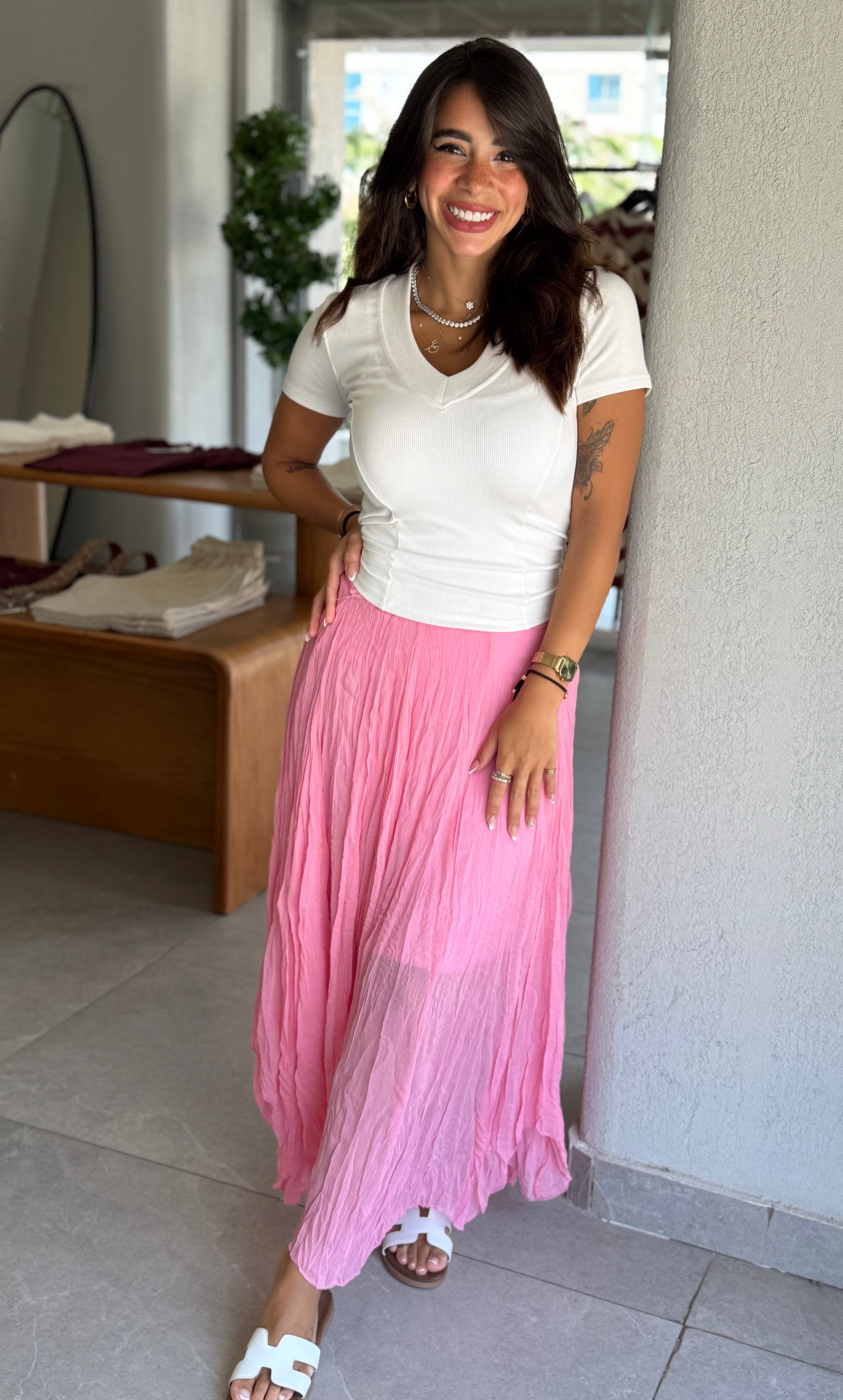 Crinkle Skirt - Pink