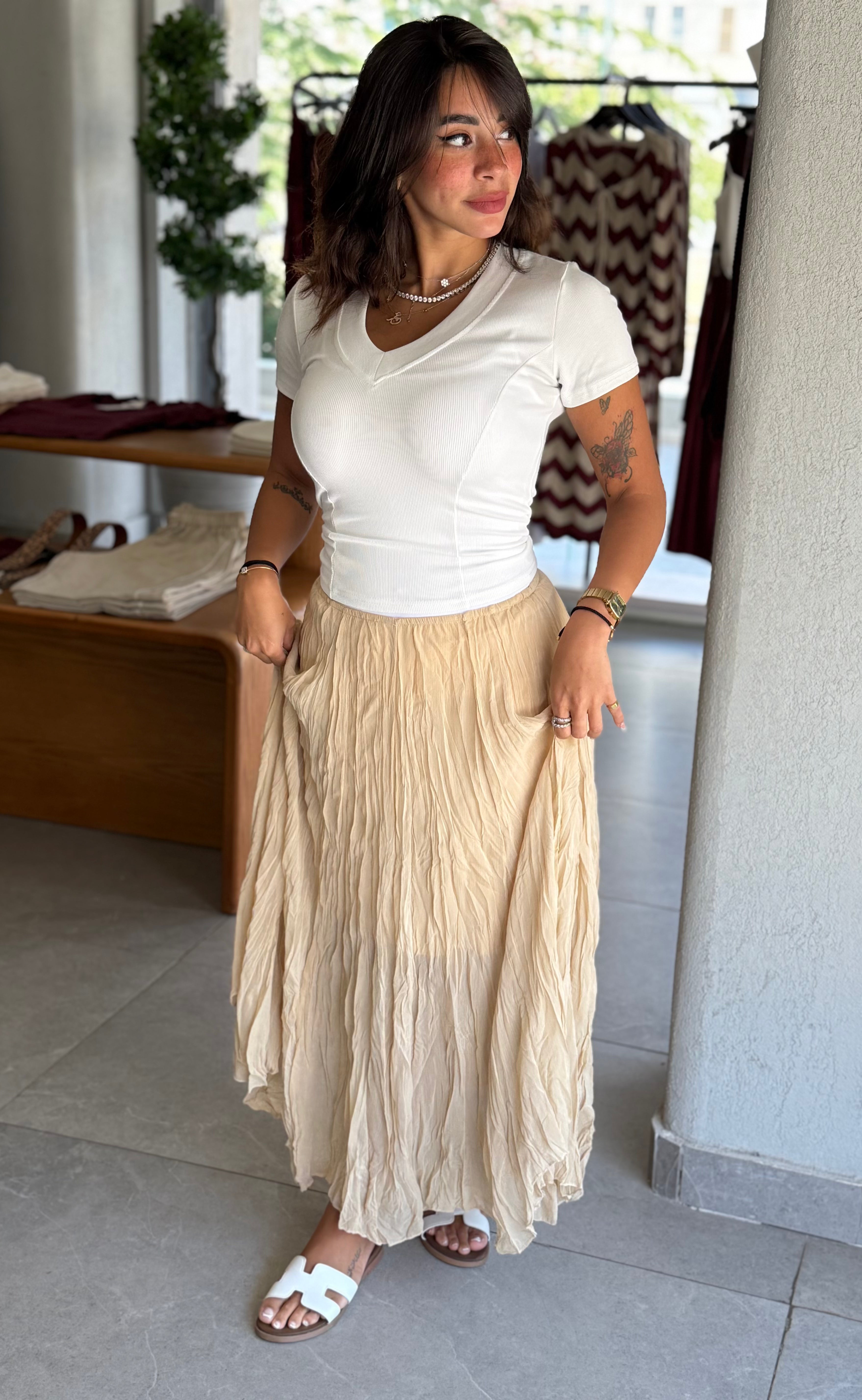 Crinkle Skirt - Butter Yellow