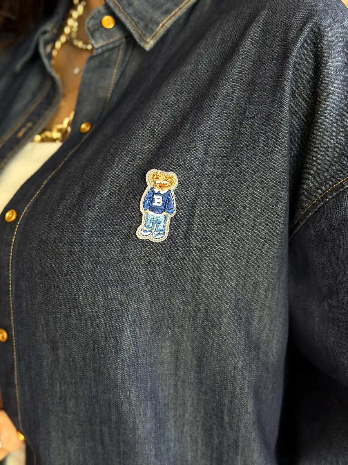 Teddy bear denim shirt- Navy