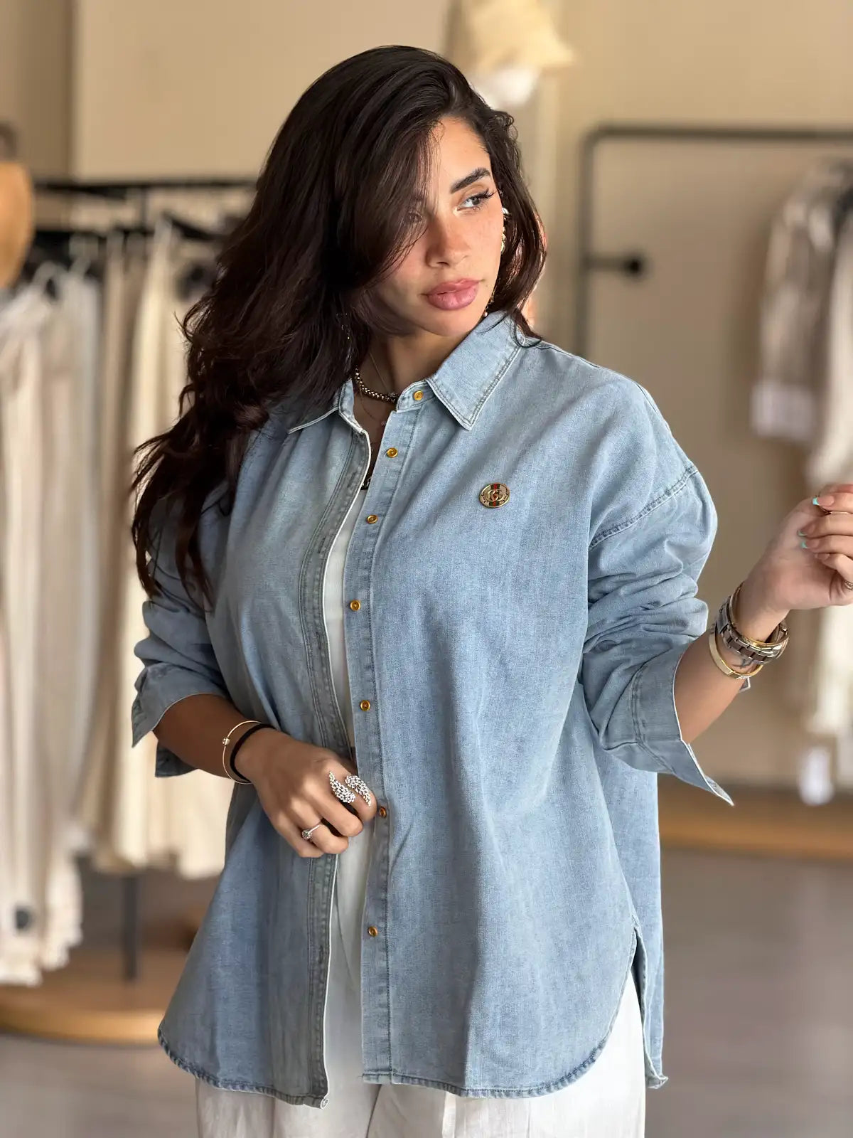Ice blue denim shirt