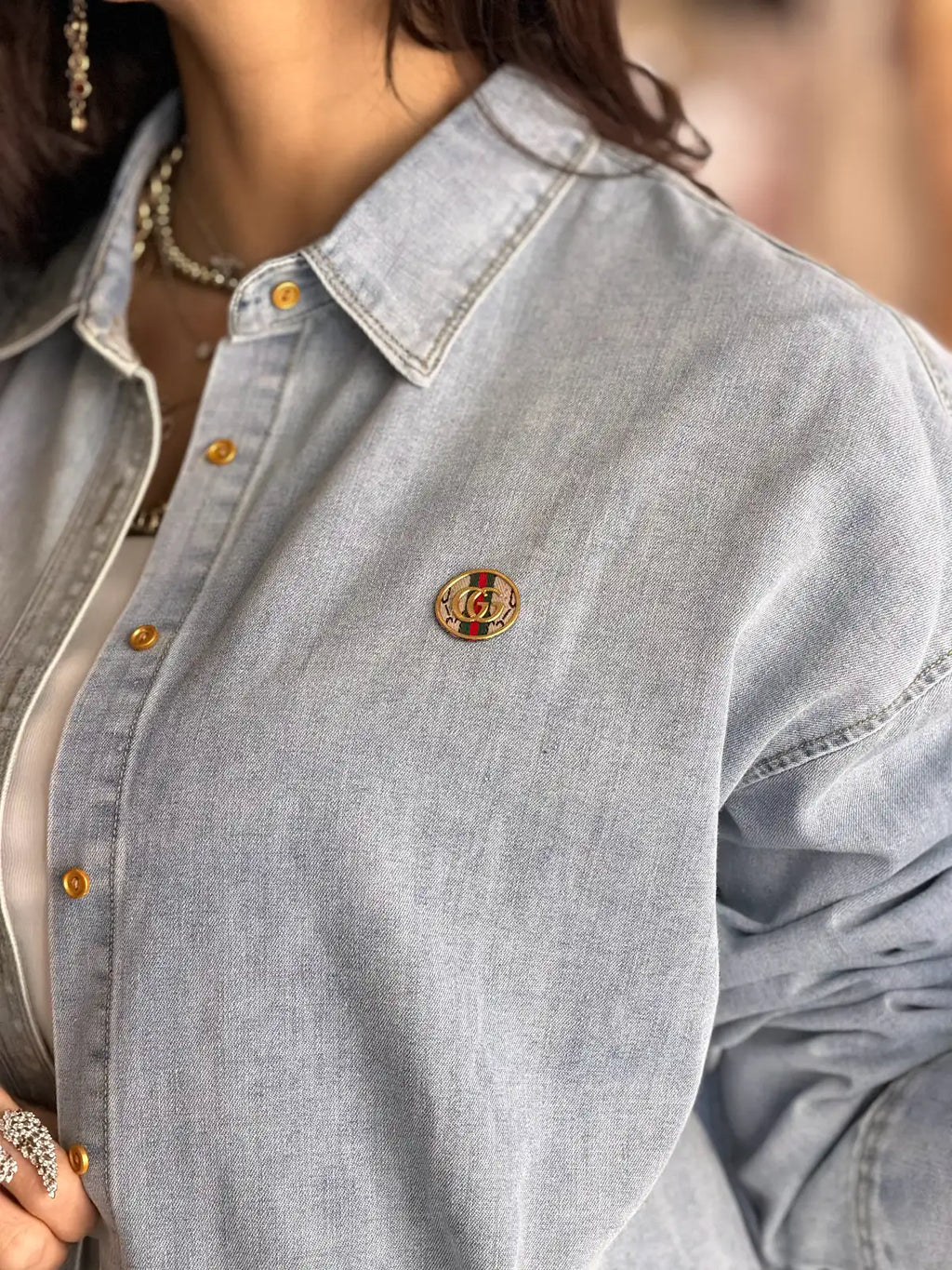 Ice blue denim shirt