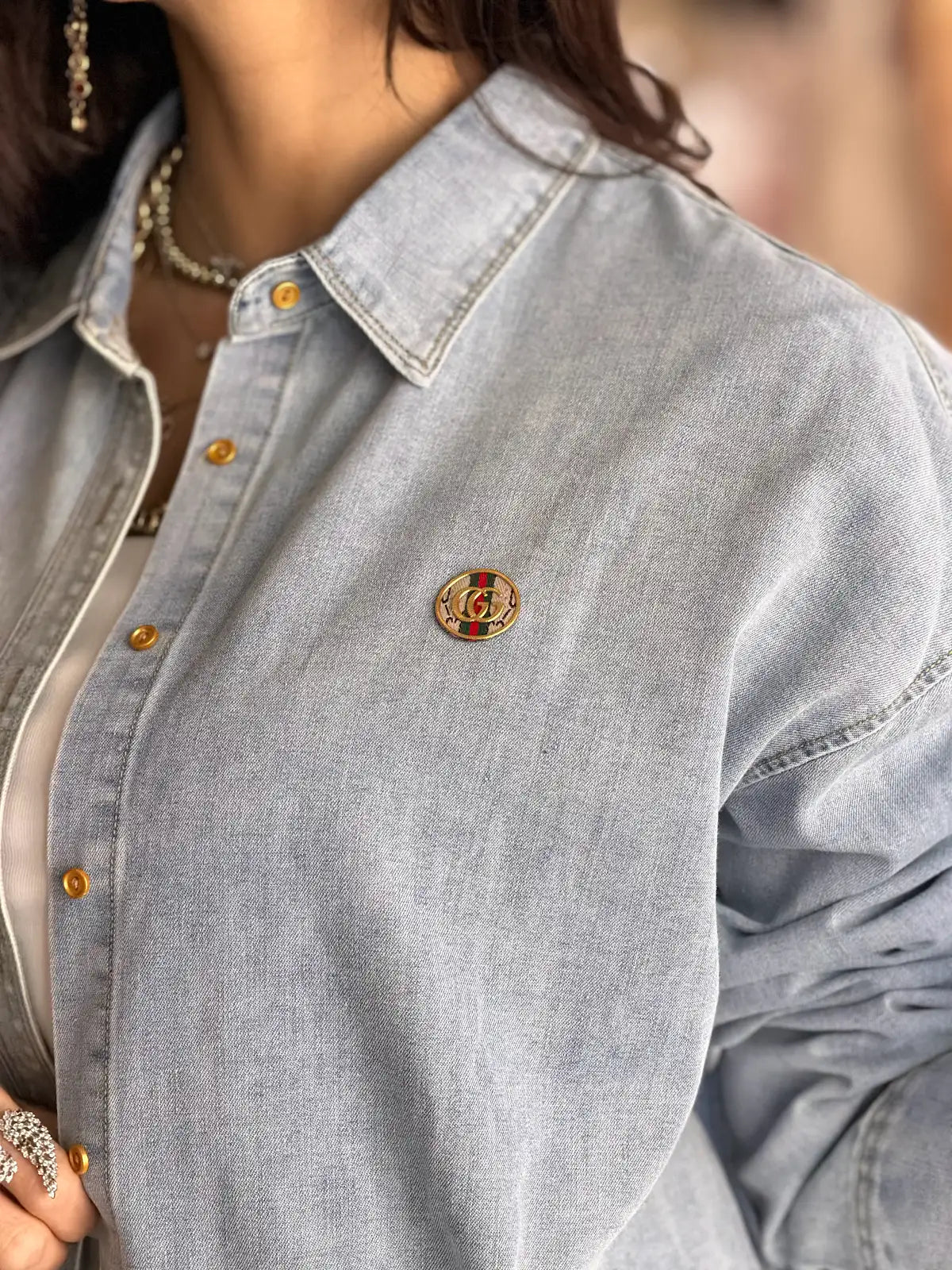 Ice blue denim shirt