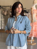 Teddy bear denim shirt- Blue
