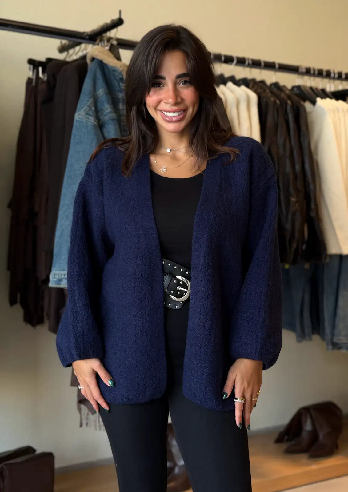Wool Cardigan - Navy