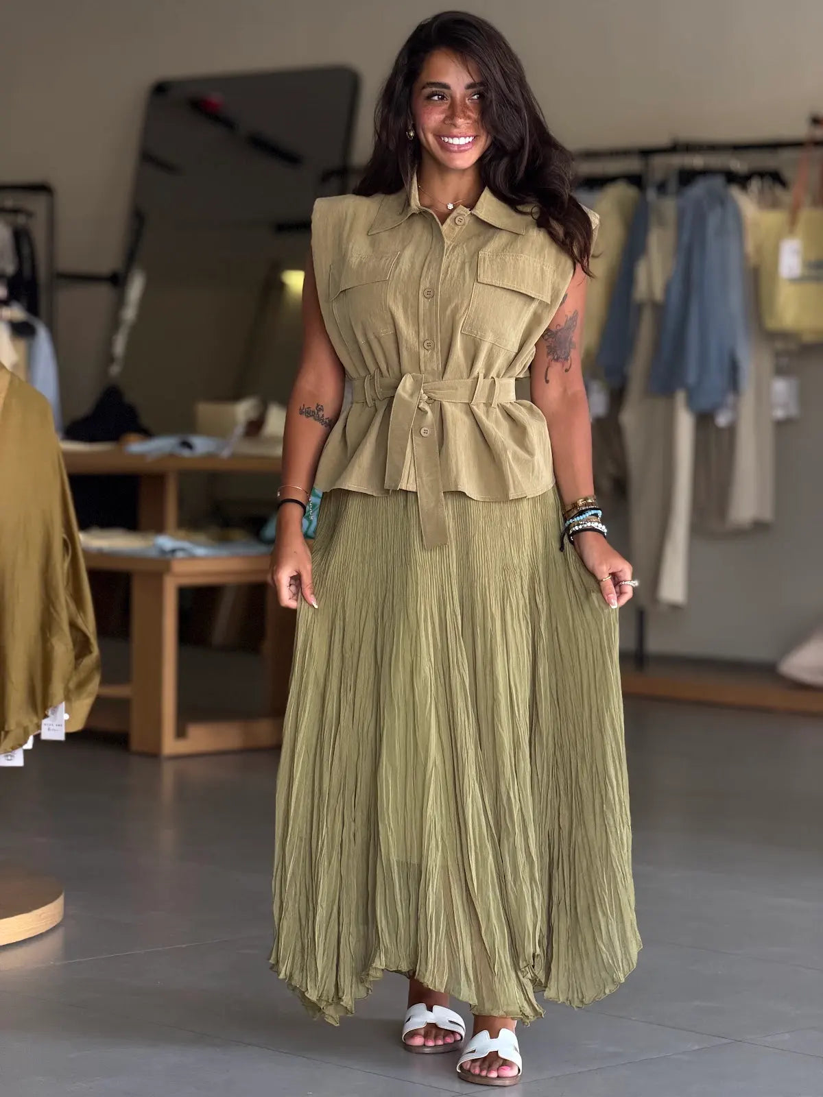 Lace skirt- olive